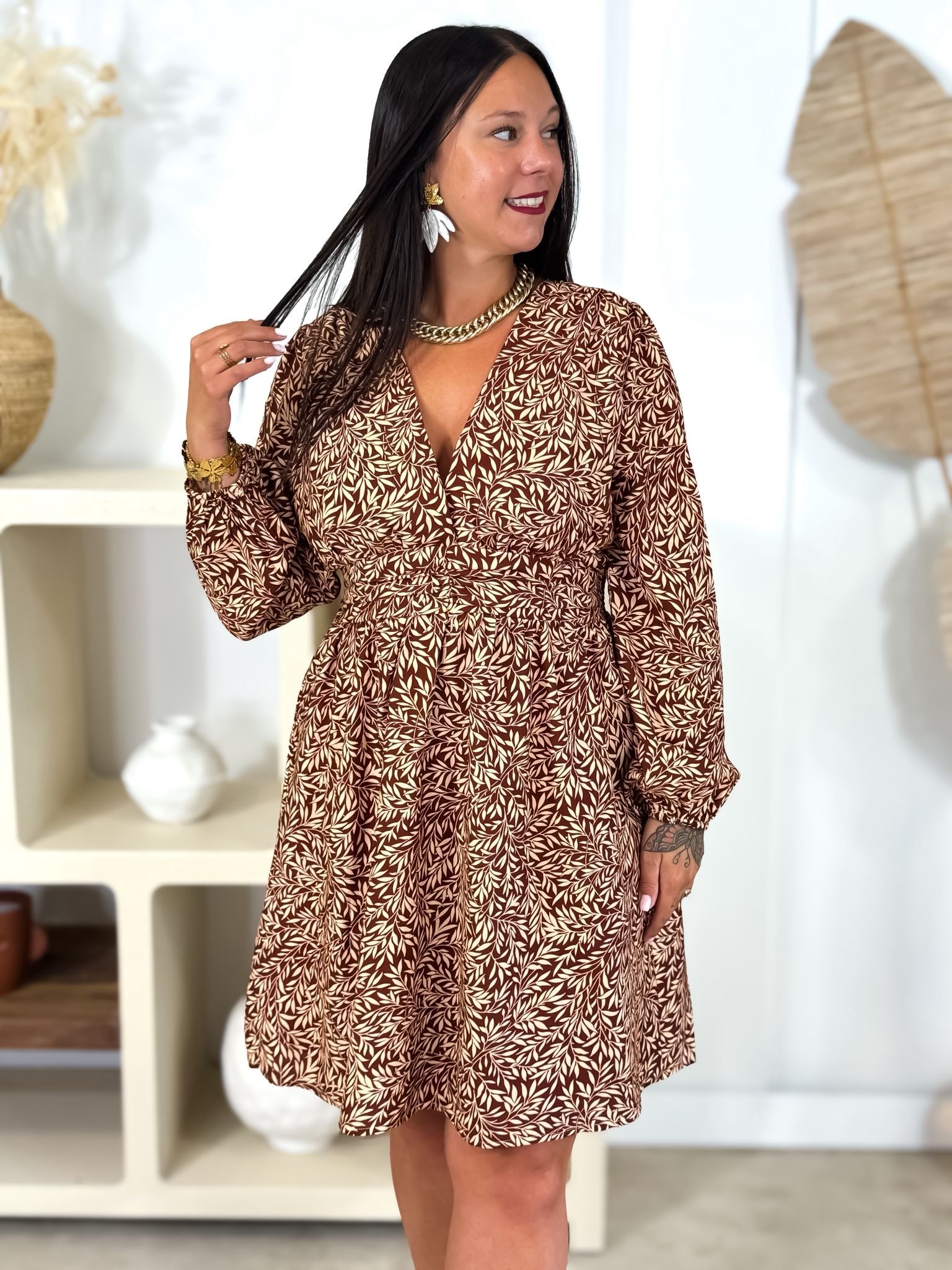 Robe - Larissa - Bordeaux & Beige