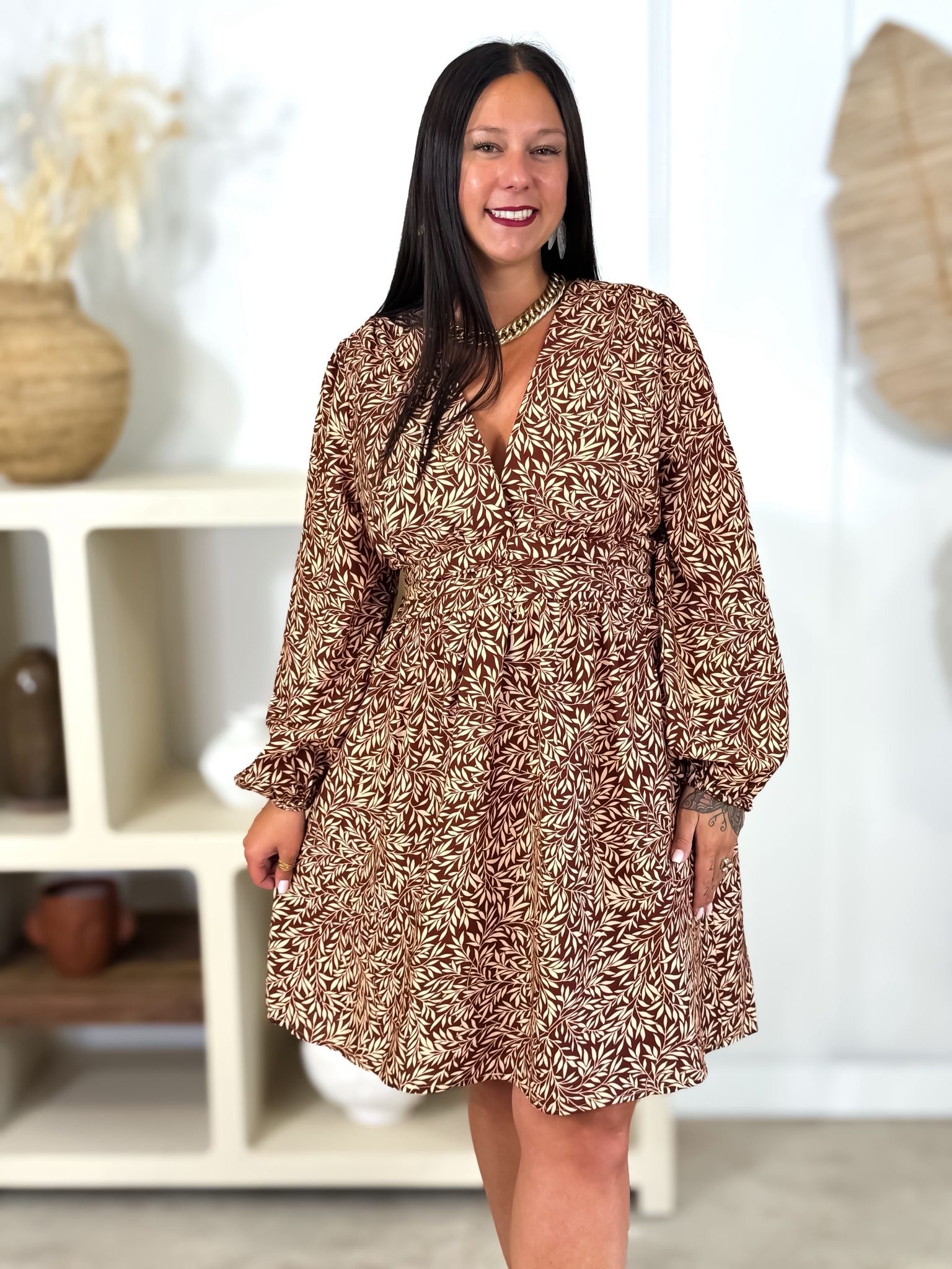 Robe - Larissa - Bordeaux & Beige