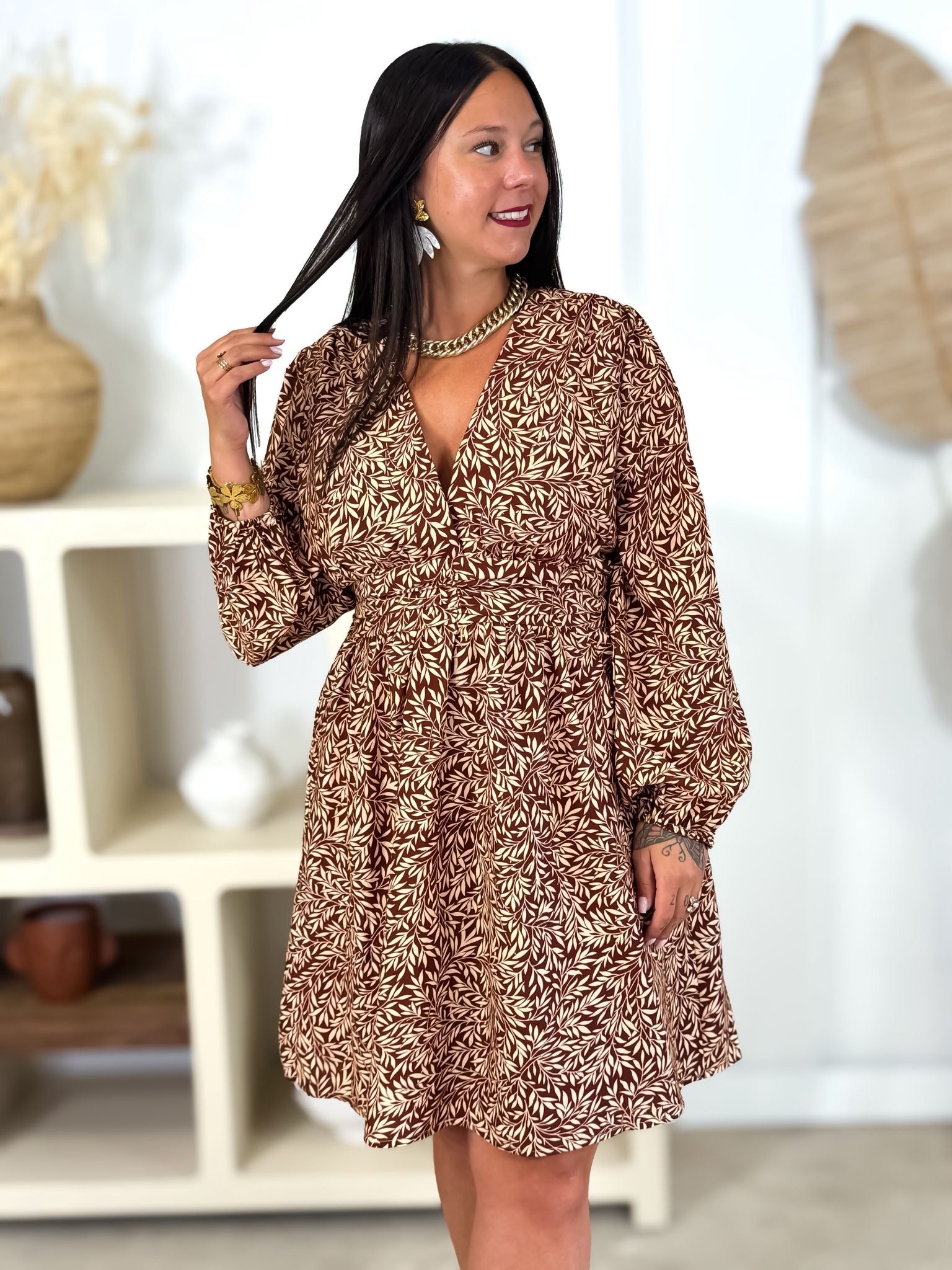 Robe - Larissa - Bordeaux & Beige