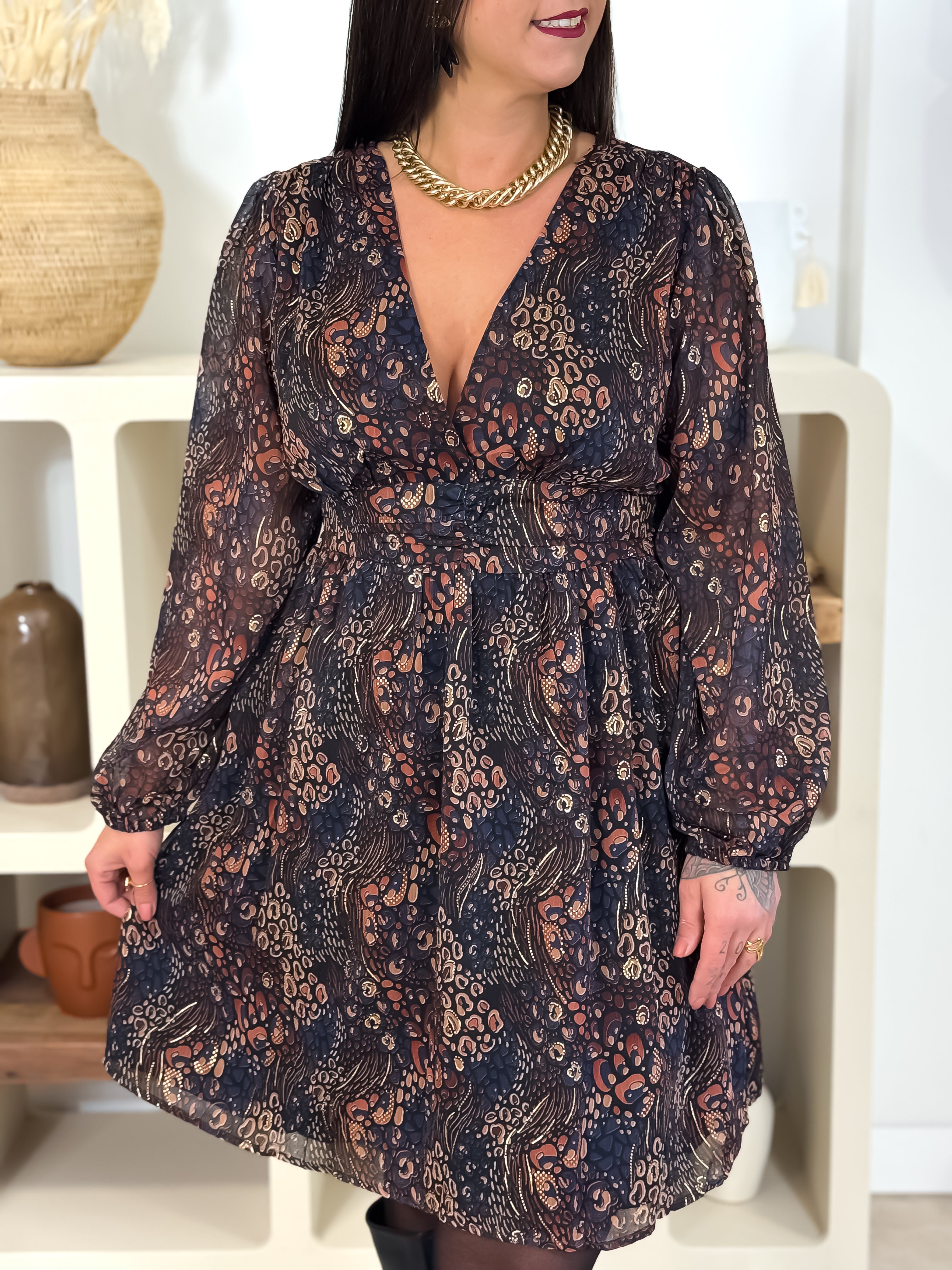 Robe courte -  Denise - Noir & Brun