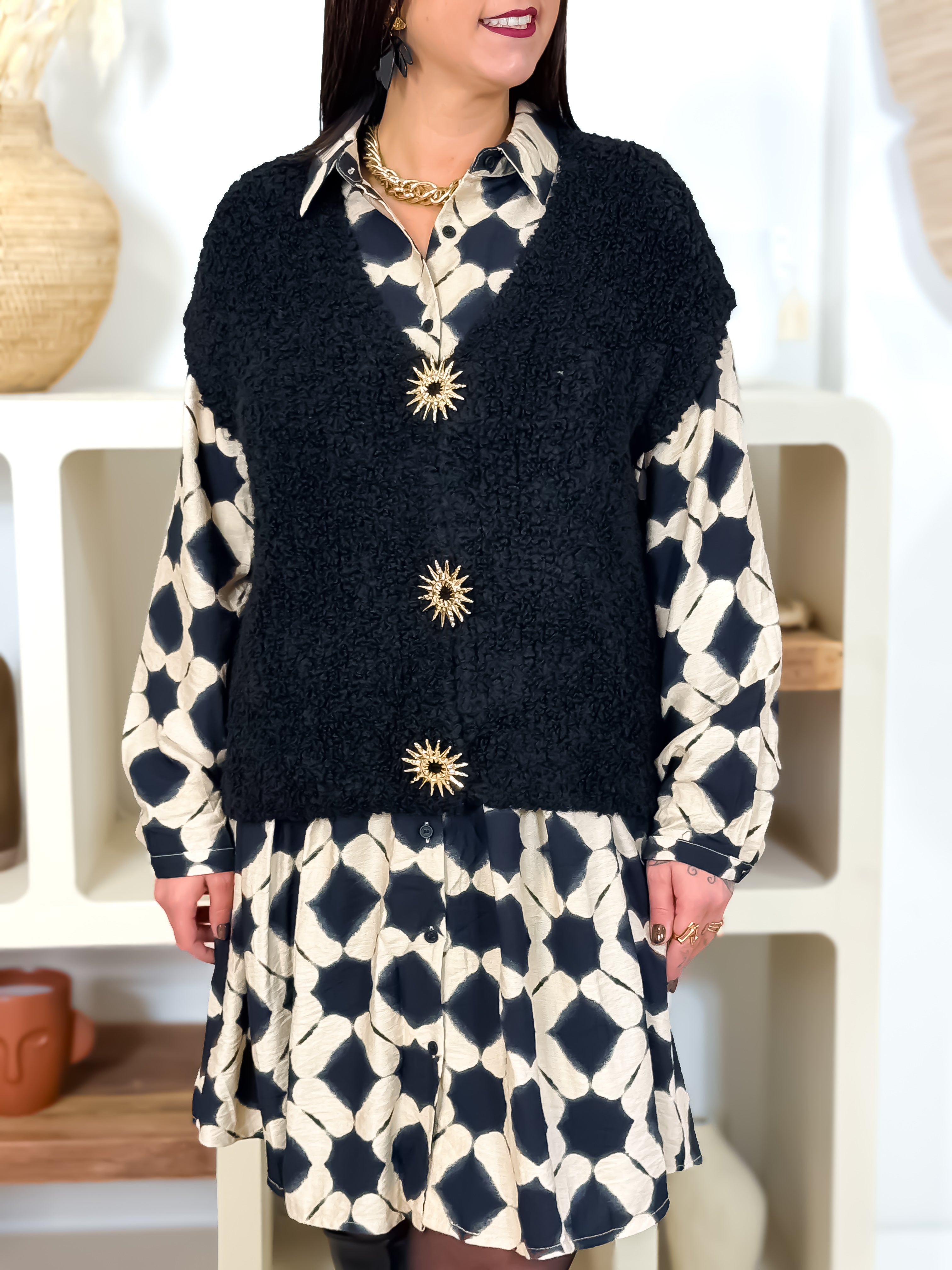 Robe -  Maddy - Beige & Noir