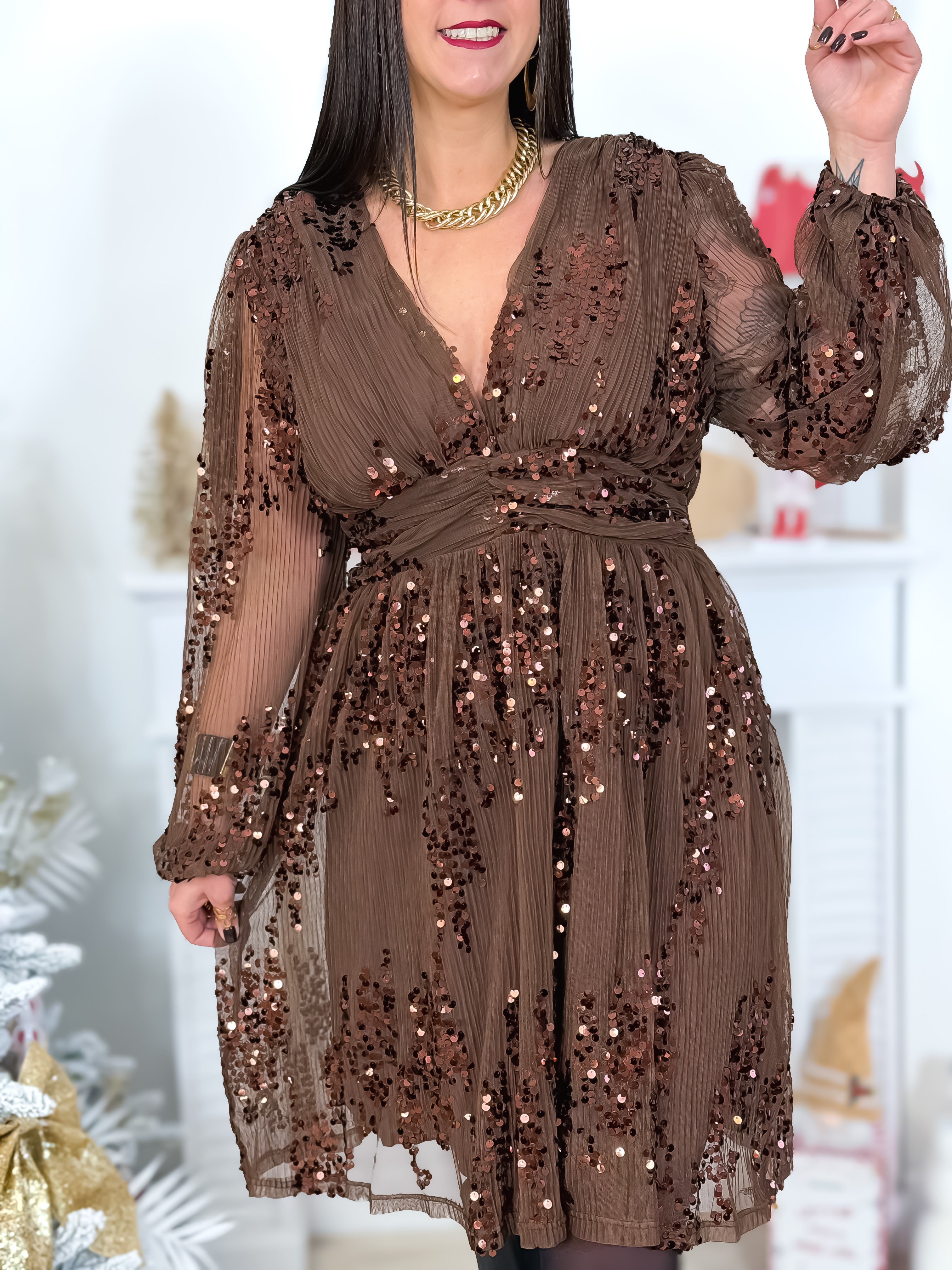 Robe Courte - Emma - Brune & Sequins