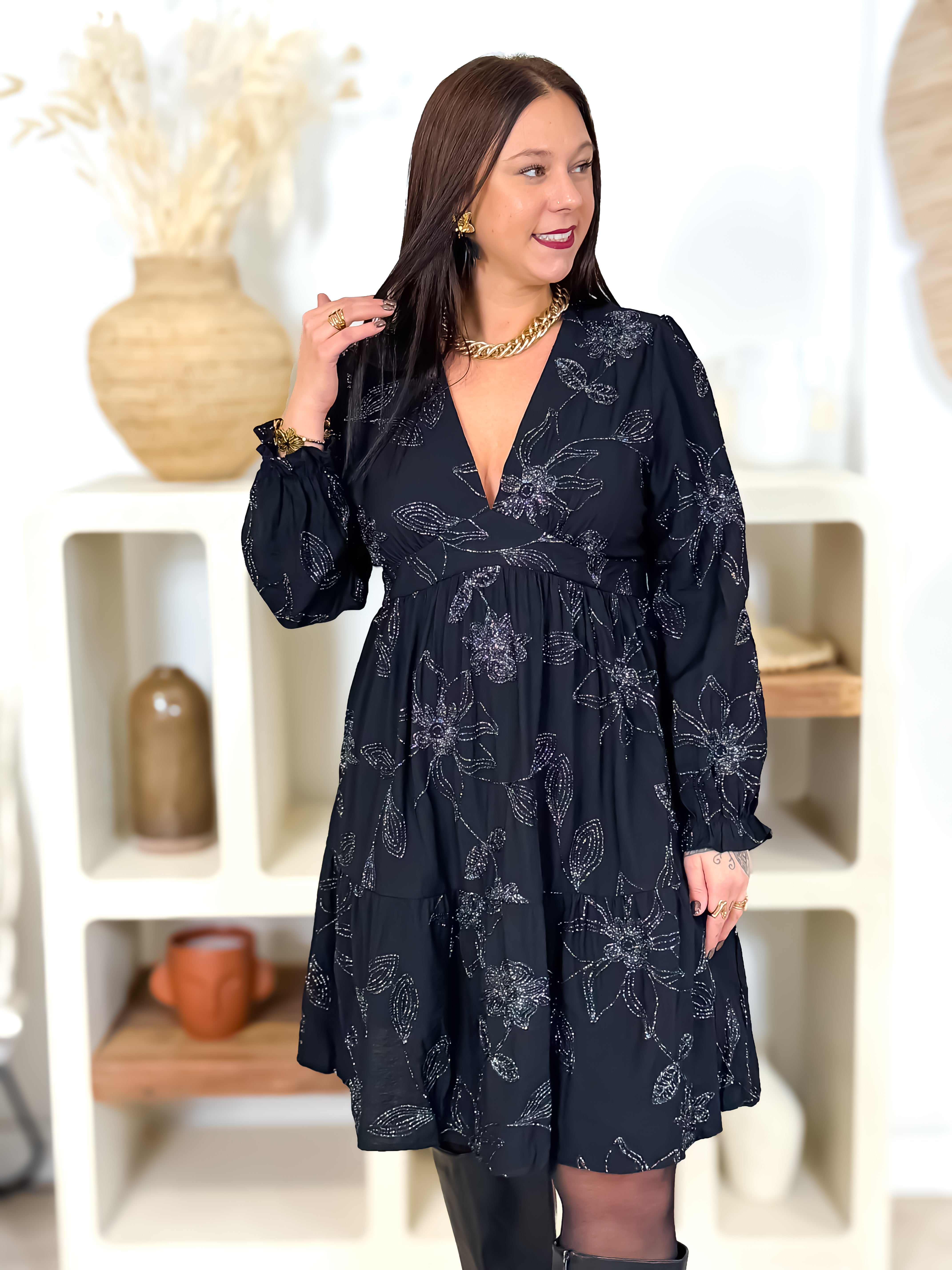 Robe Courte - Zoé - Noir & Argenté