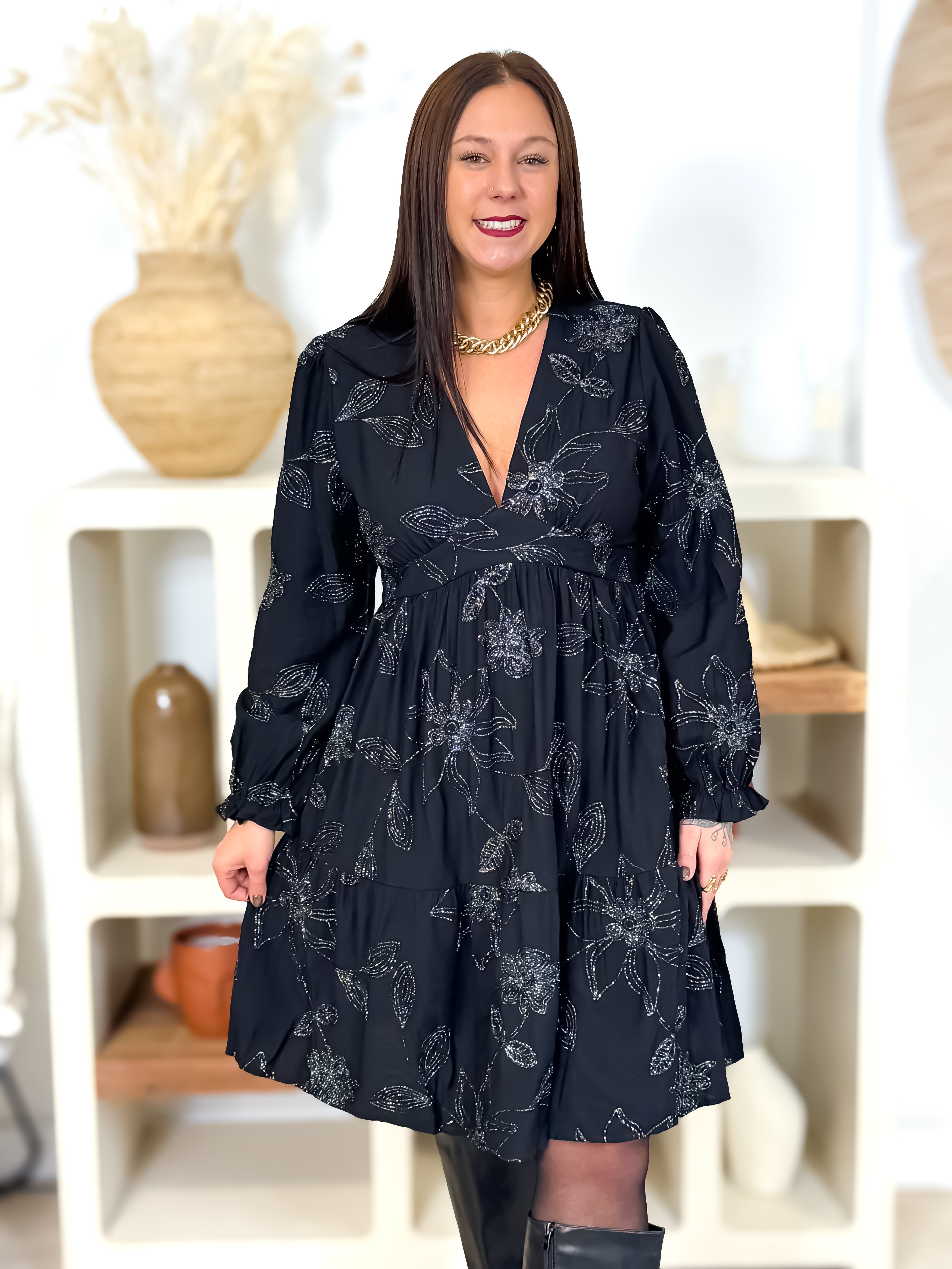 Robe Courte - Zoé - Noir & Argenté