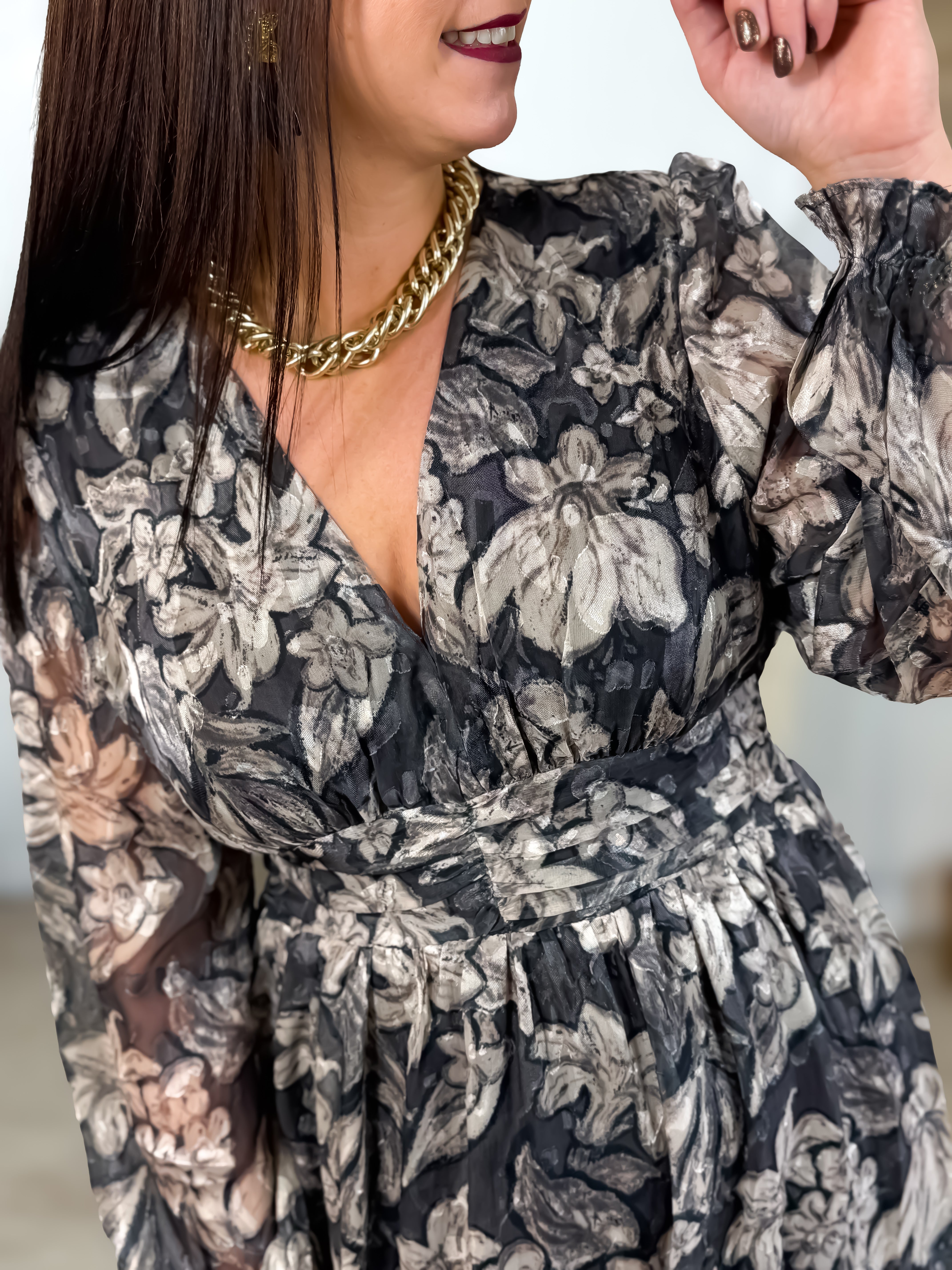 Robe Longue - Johanna - Noir & Gris