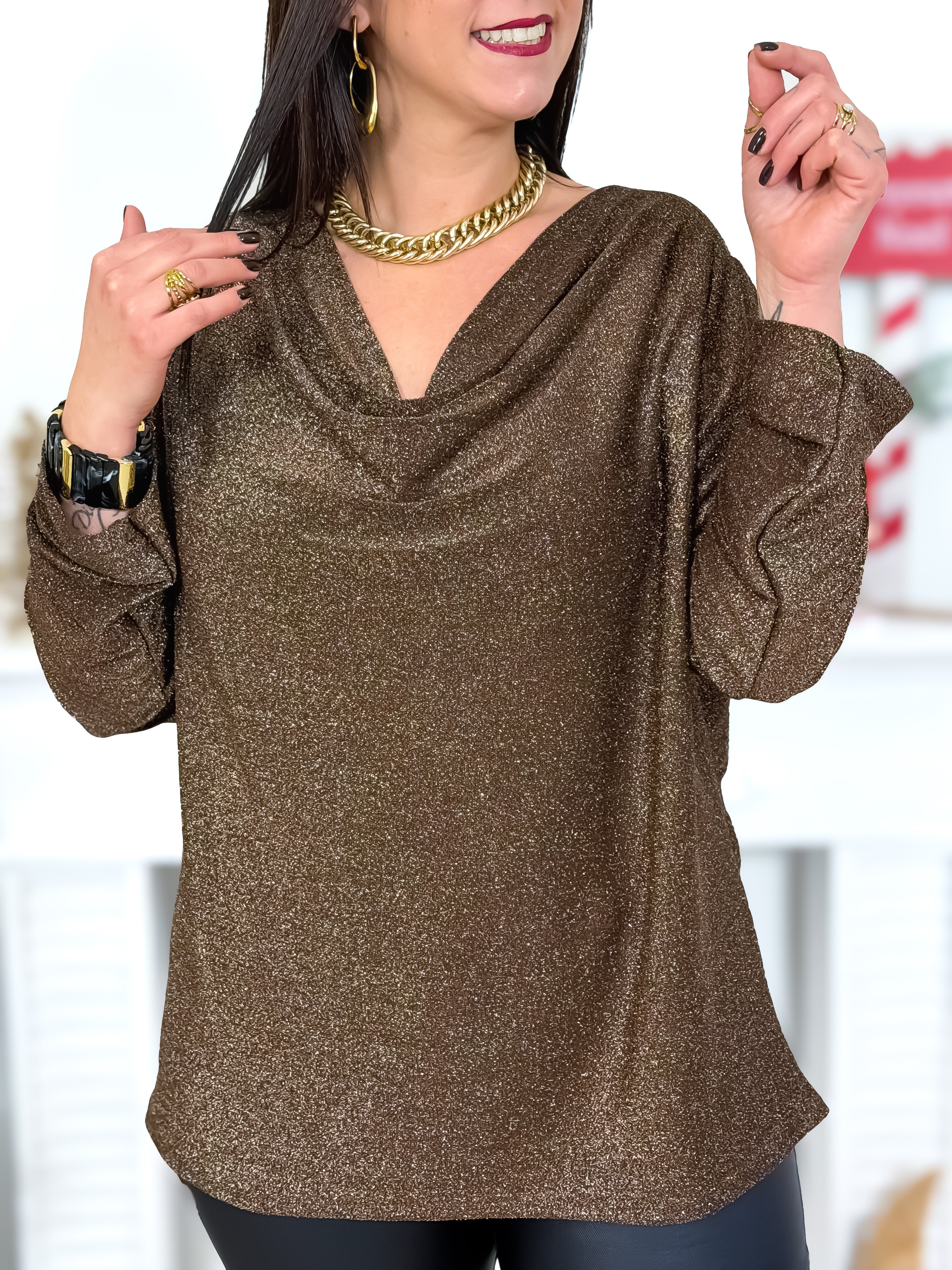 Blouse - Ella - Chocolat & Argent