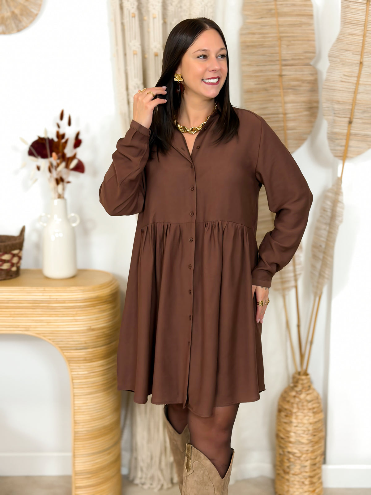 Robe Courte - Gwenaelle - Marron