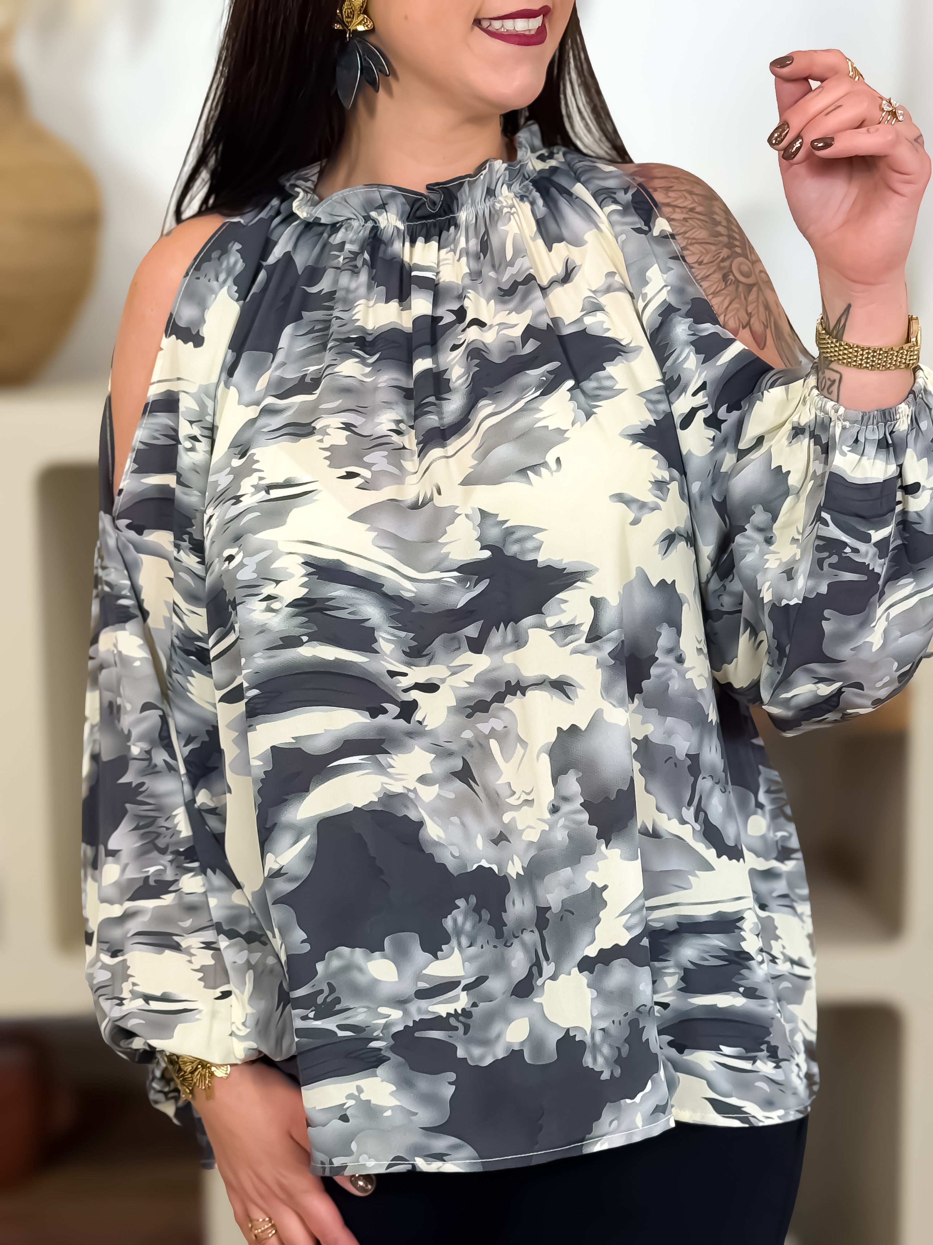 Blouse - Harmony - Beige & Gris