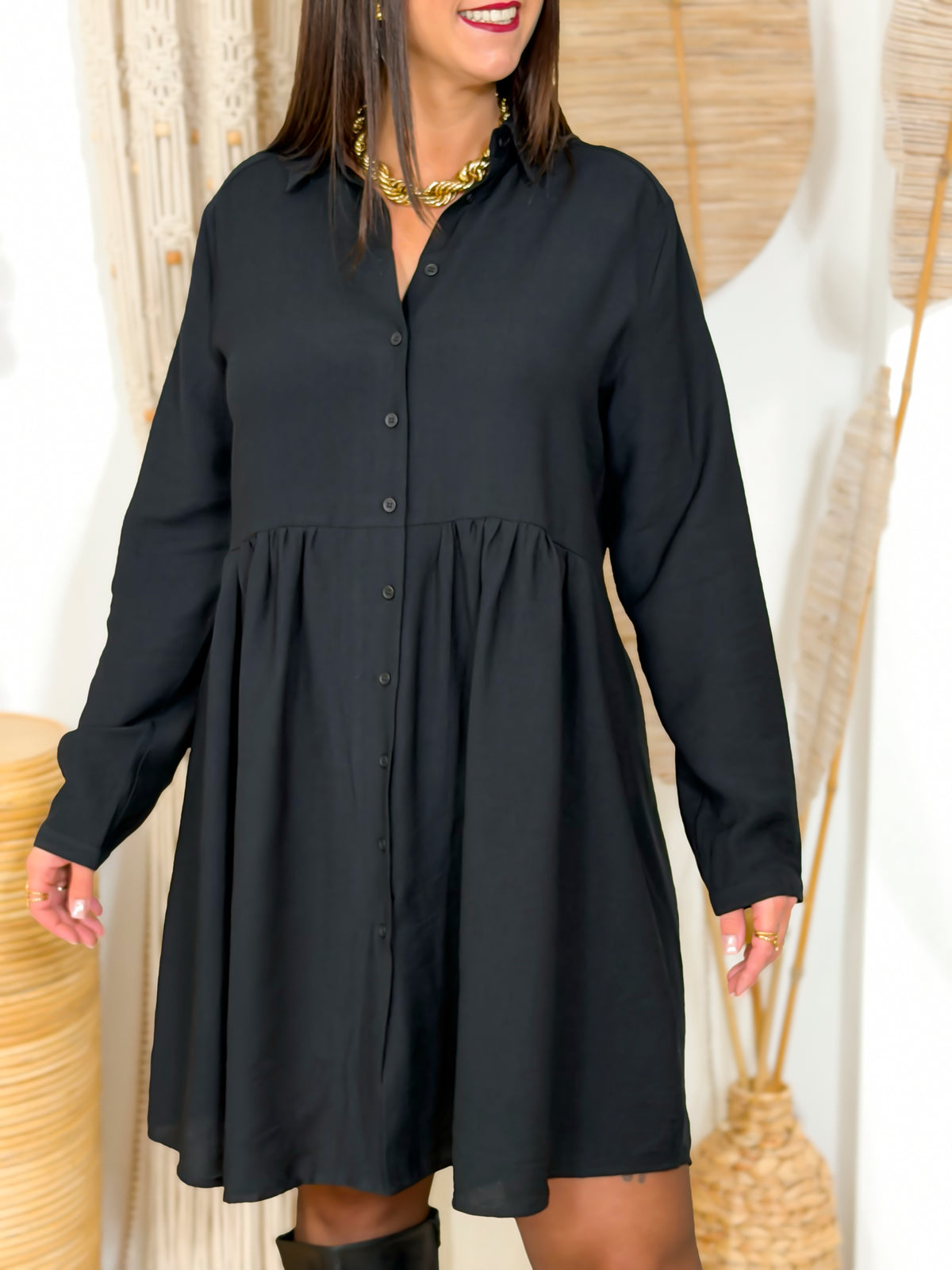 Robe chemise grande taille noire – photo 2