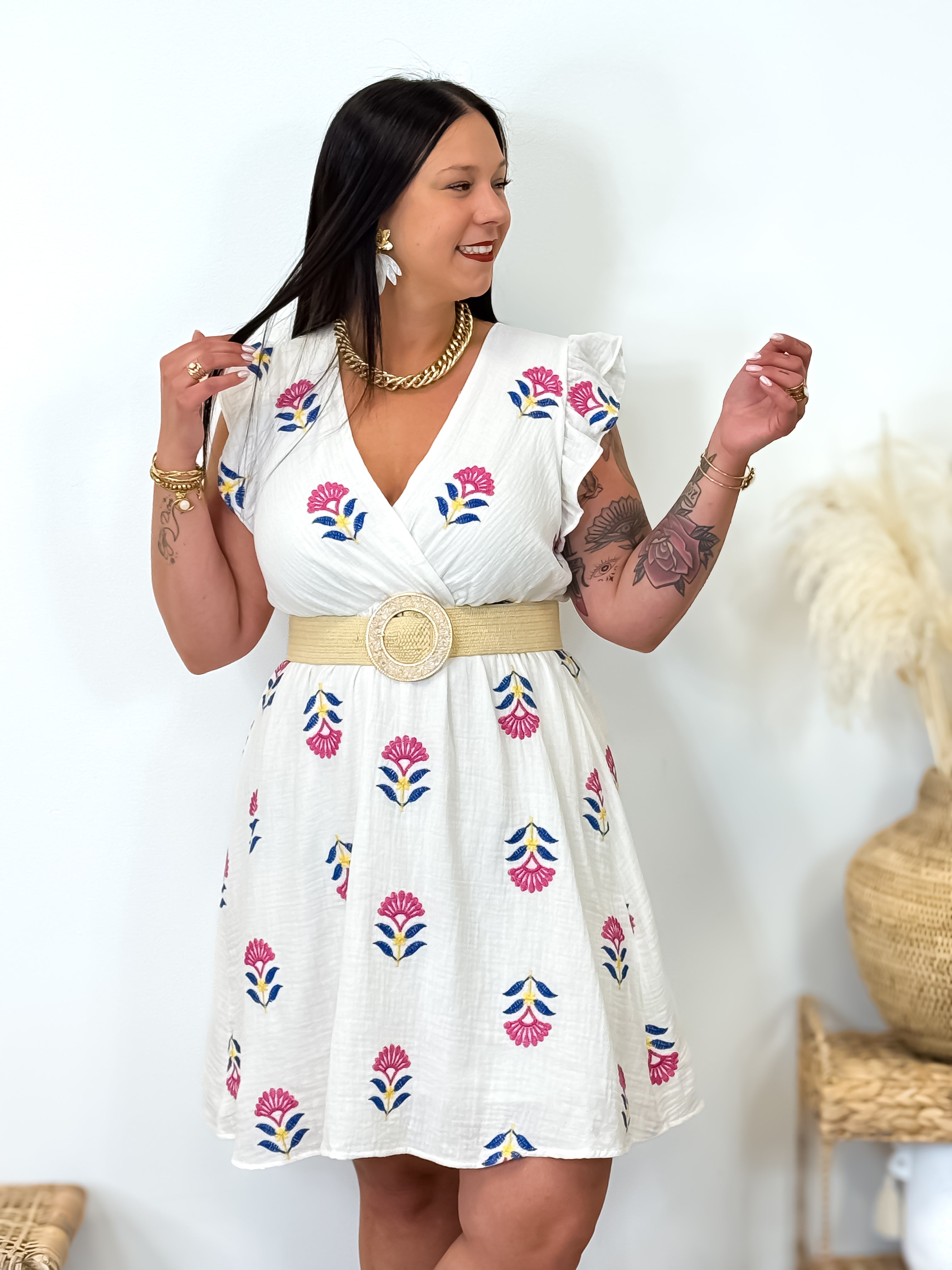 Jurk - Peru - Blauw &amp; Roze