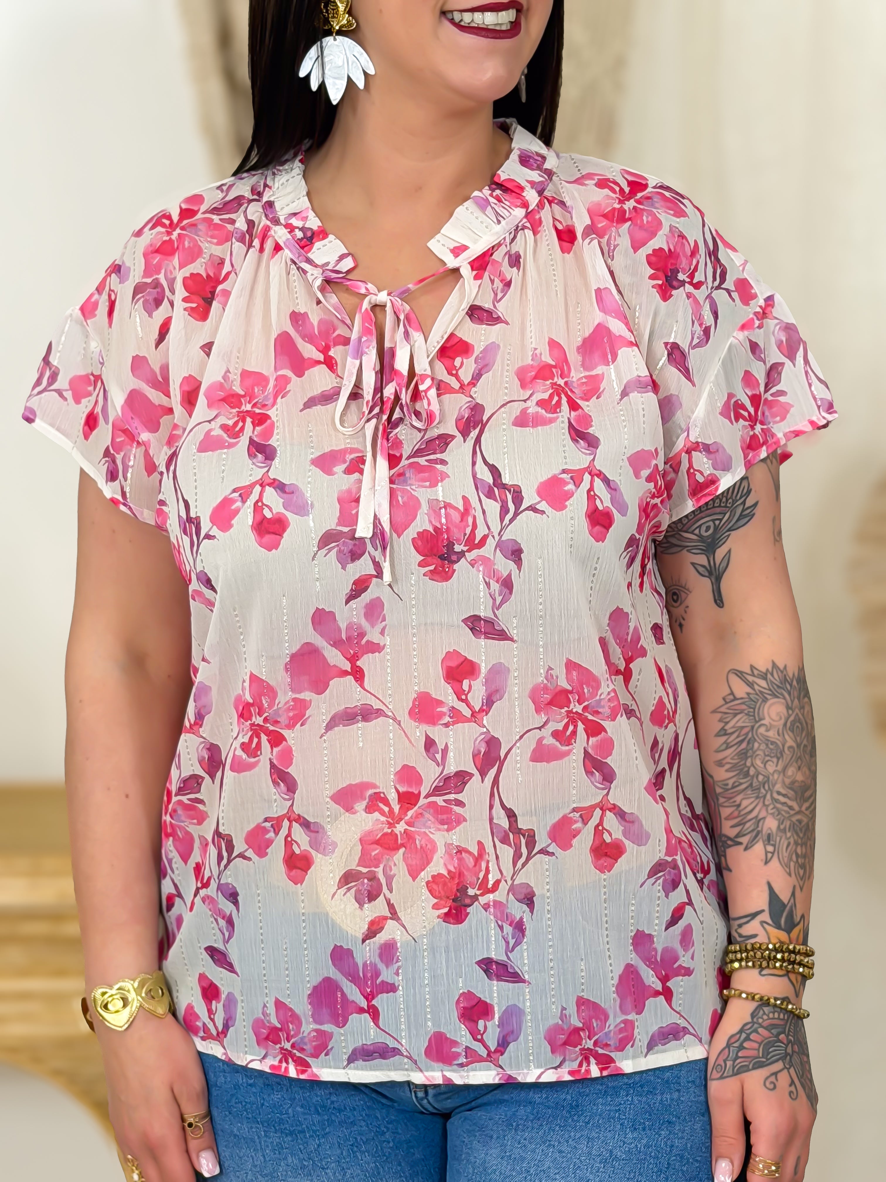 Blouse - Aria - Roze &amp; Oranje