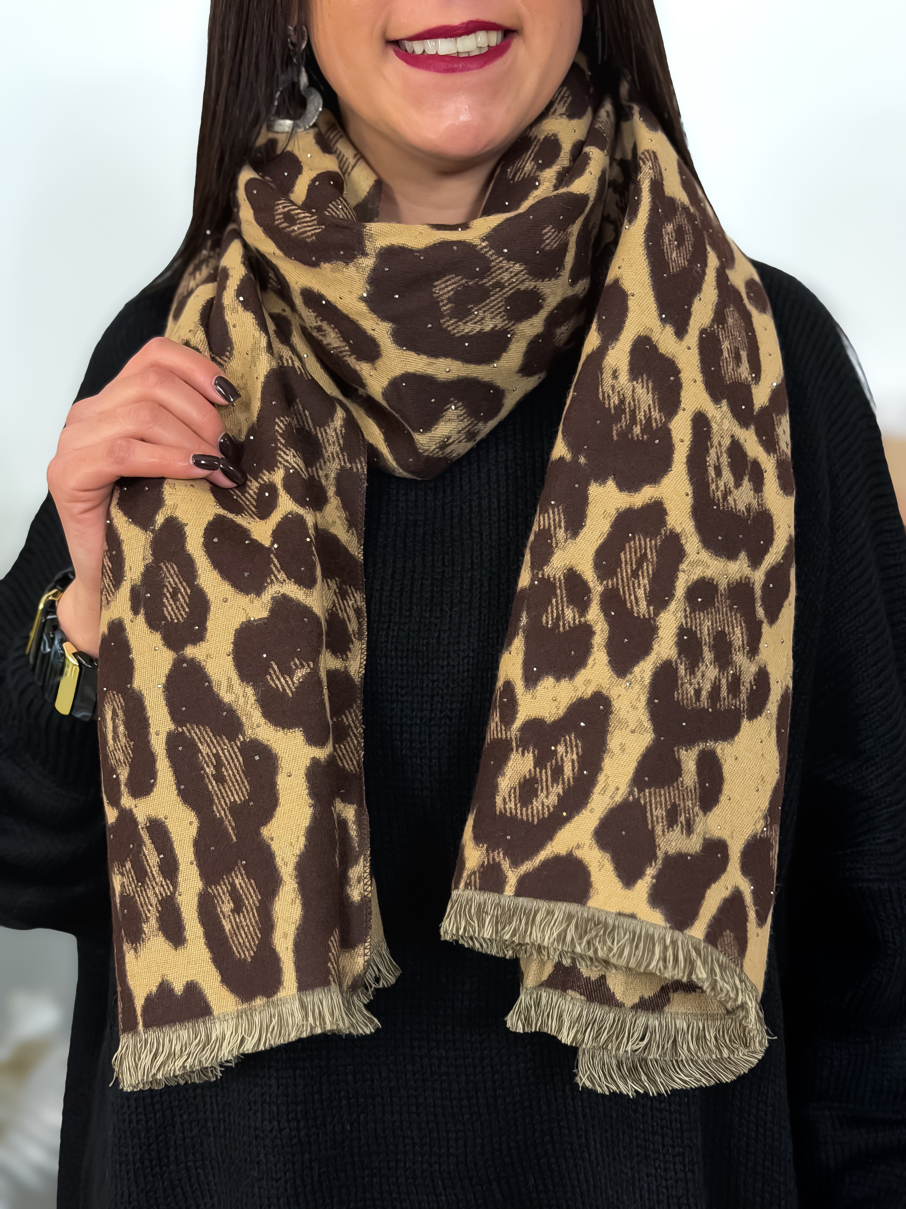 13. Écharpe - Athena léopard camel