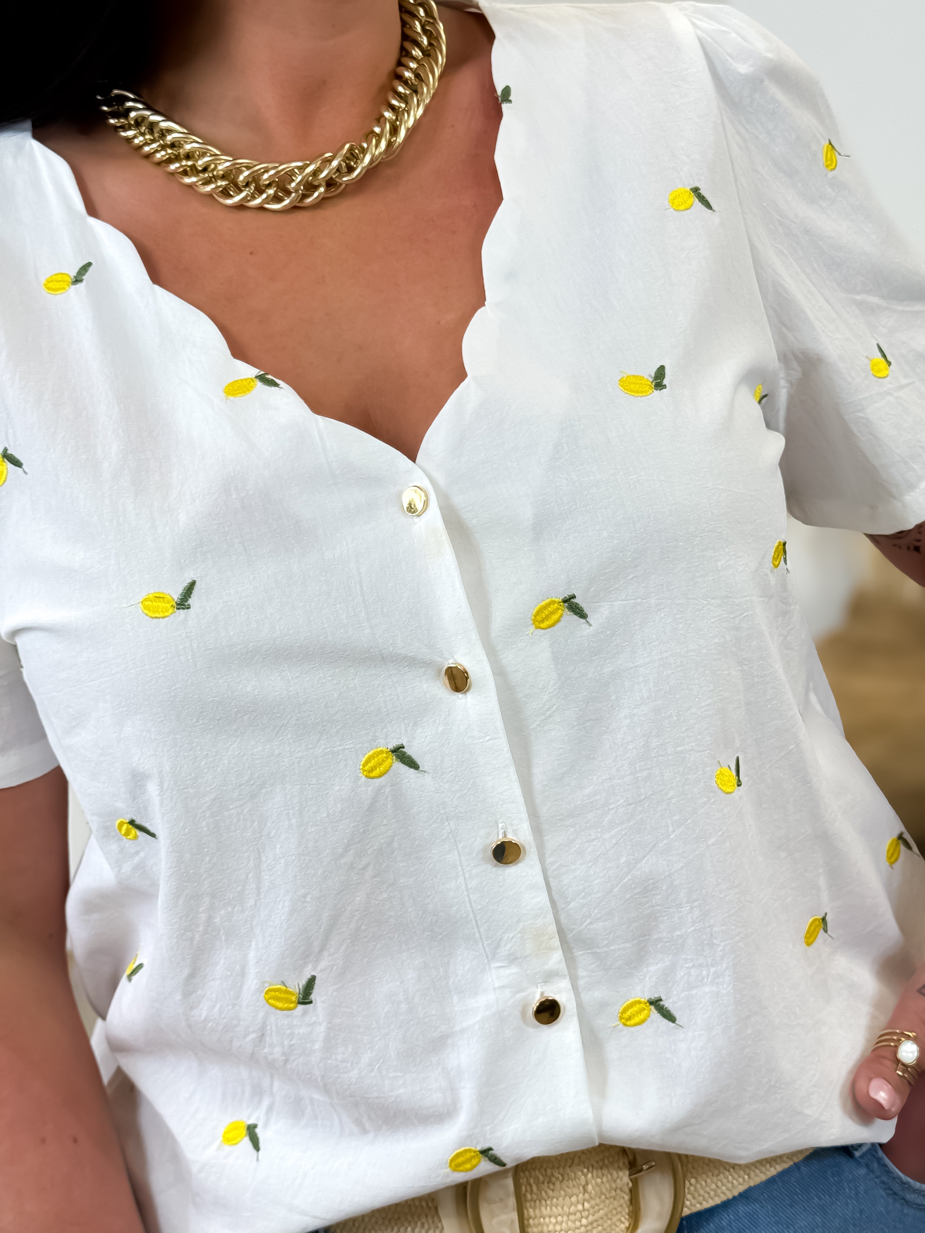Blouse - Anna - Wit &amp; Geel