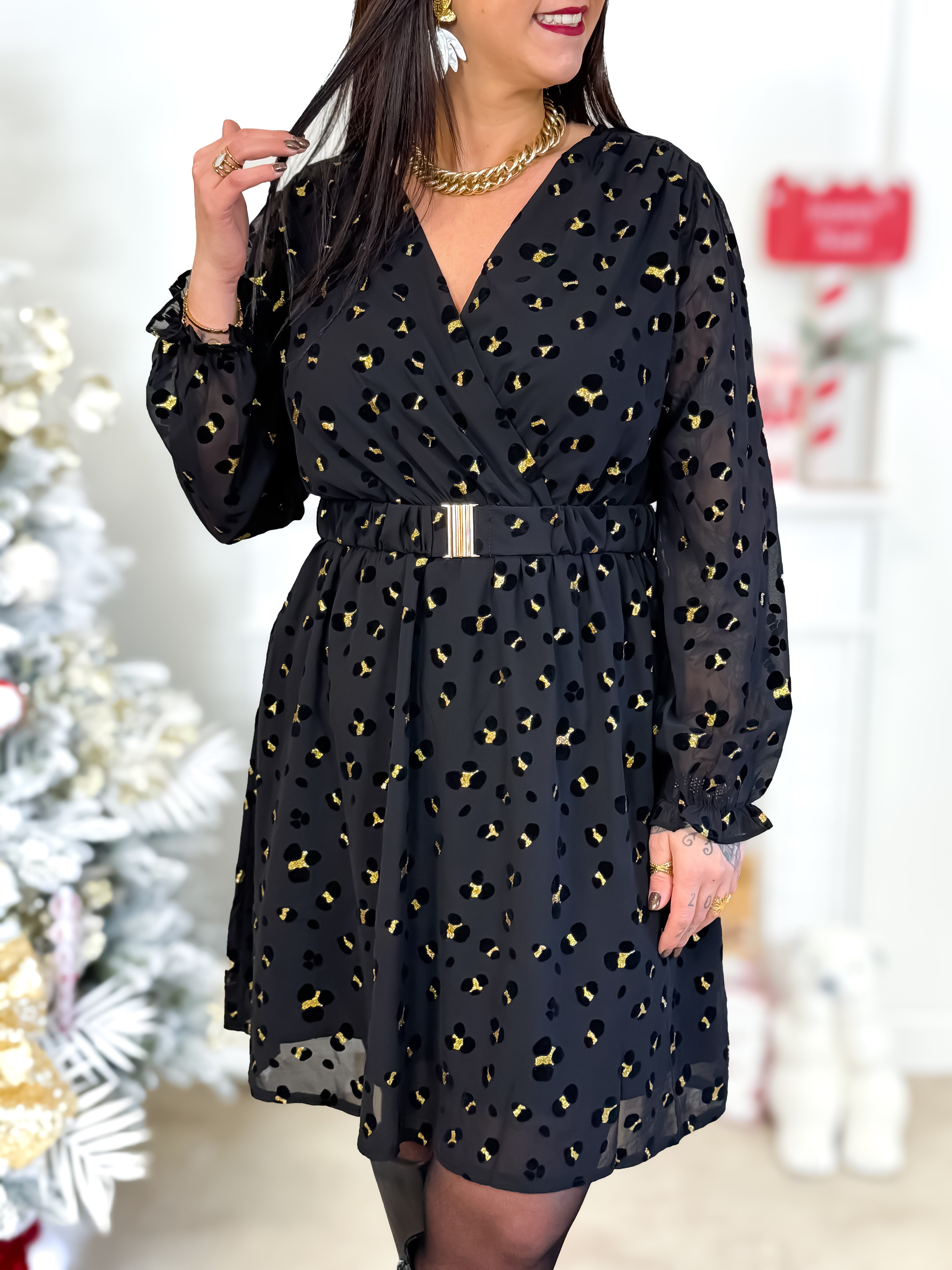 Robe Courte - Clémence - Noir & Or