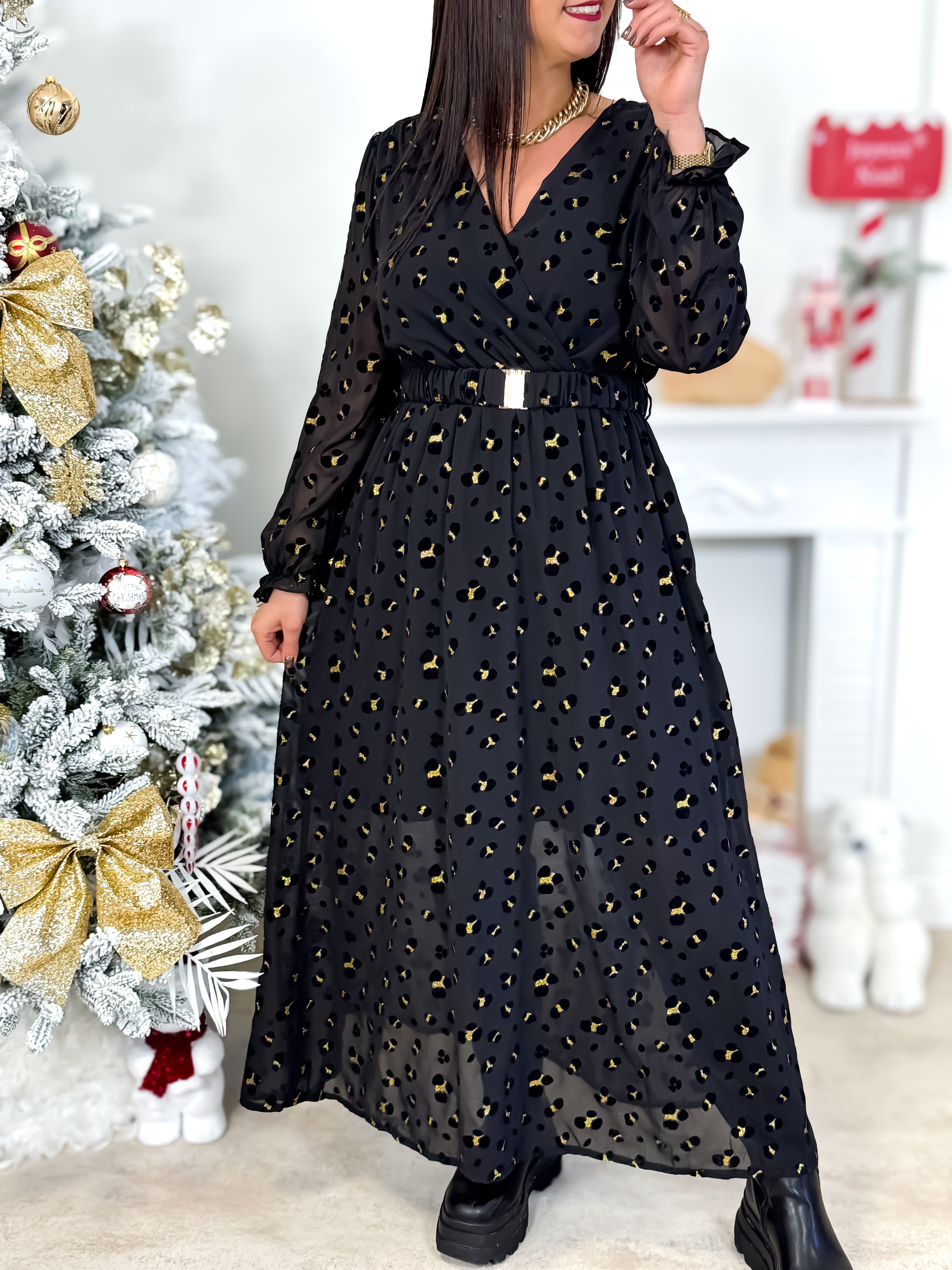 Robe Longue - Eva - Noir & Or