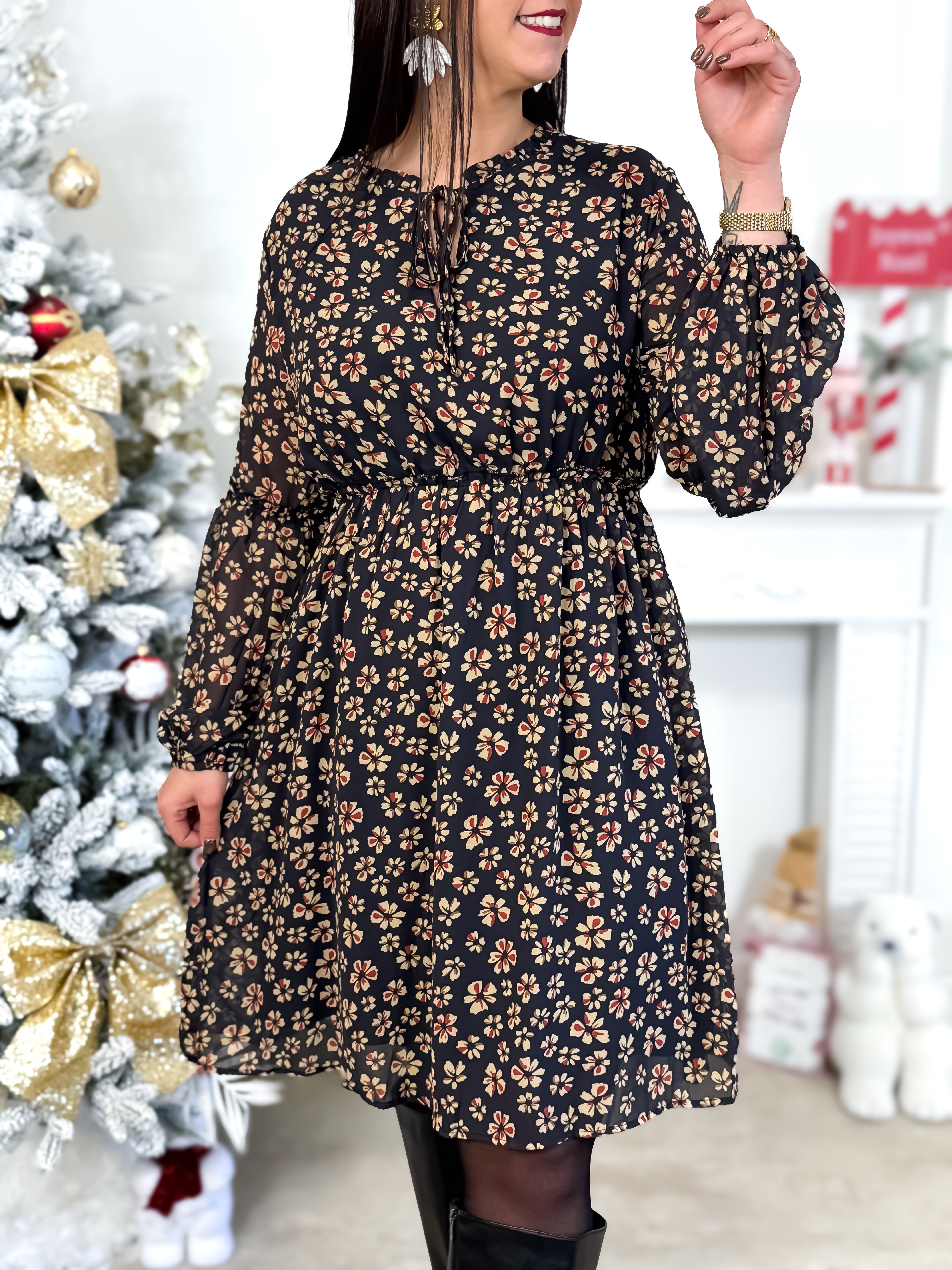 Robe Courte - Lya - Noir & Camel