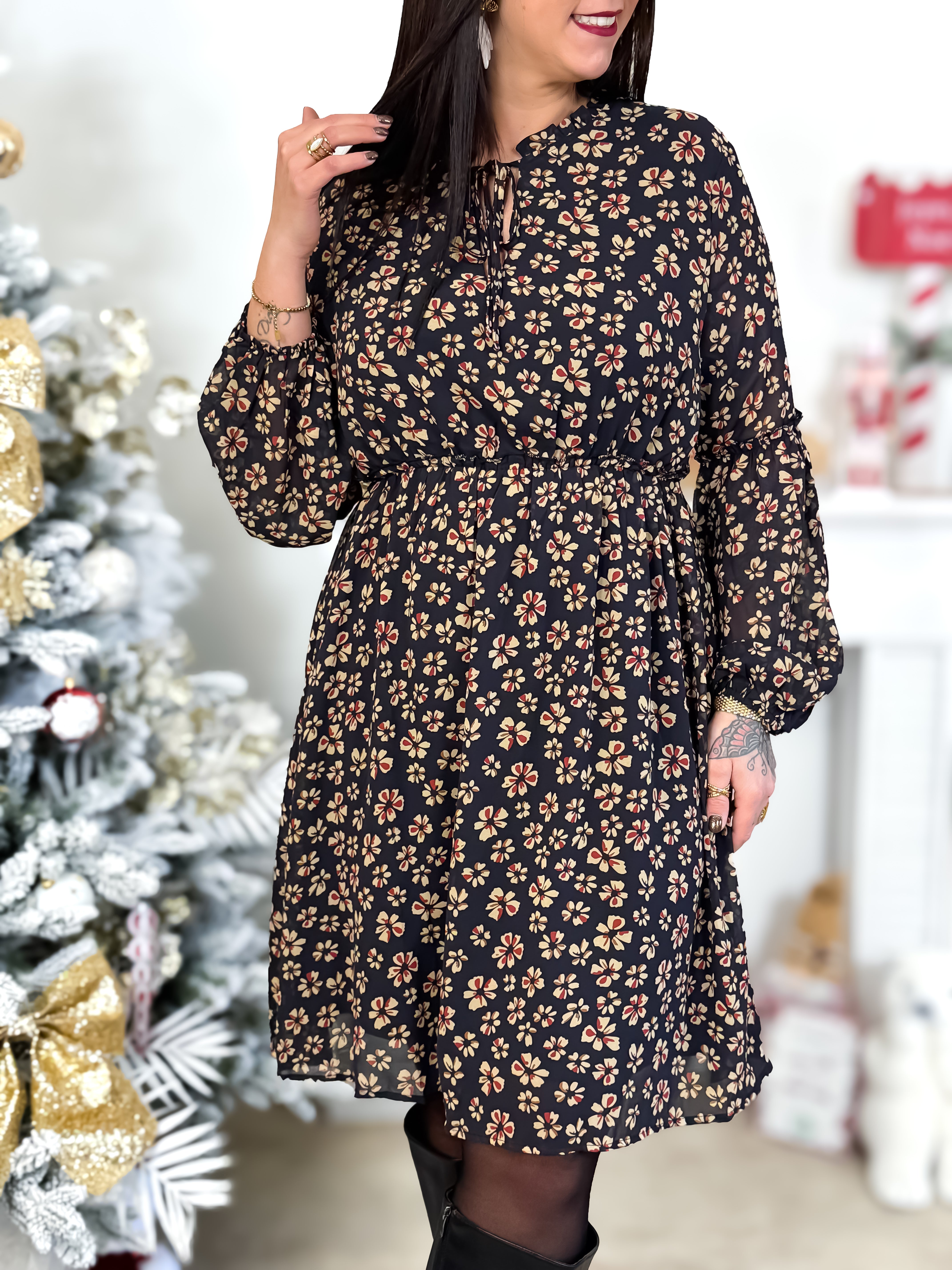 Robe Courte - Lya - Noir & Camel