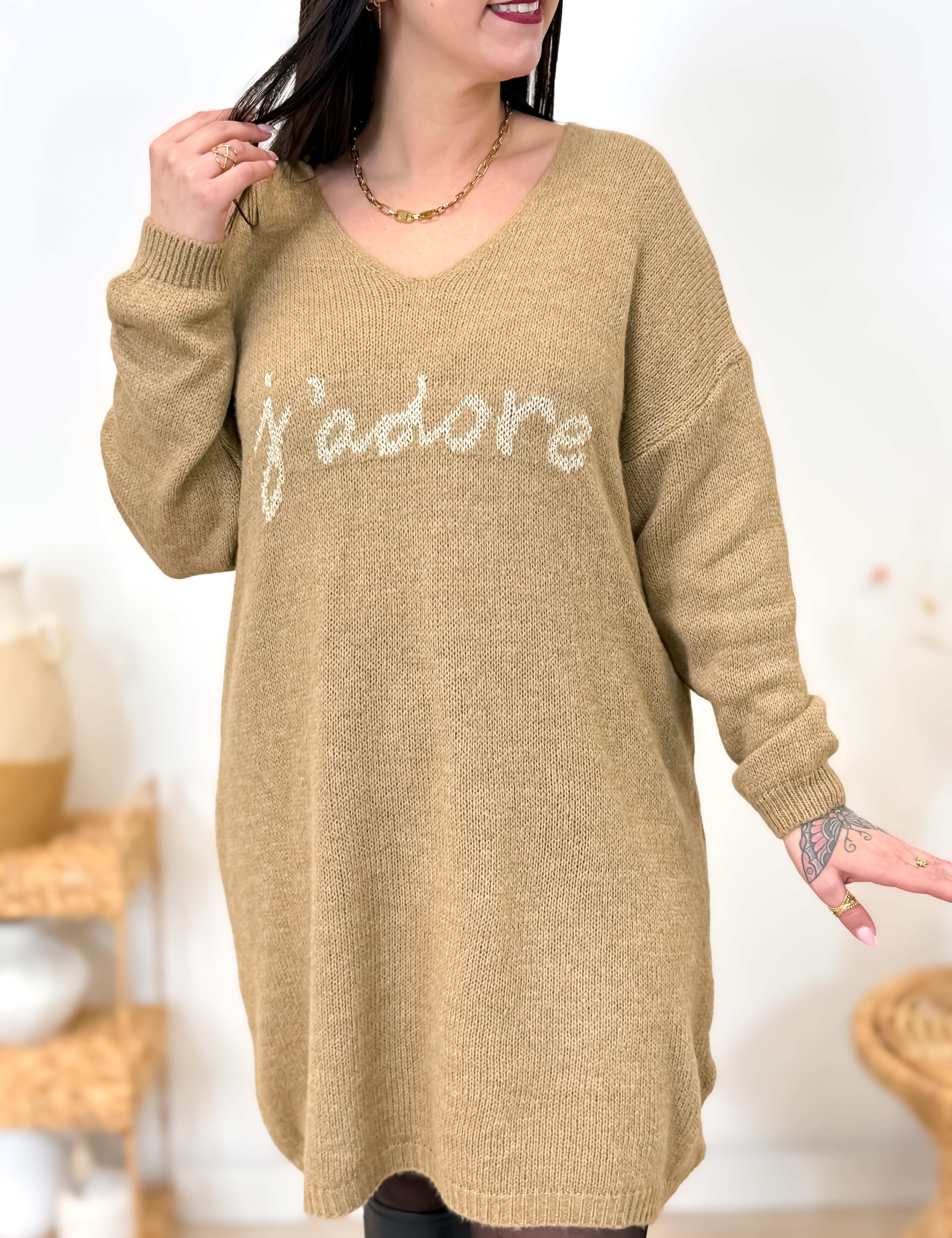 Robe pull - J'adore - Camel