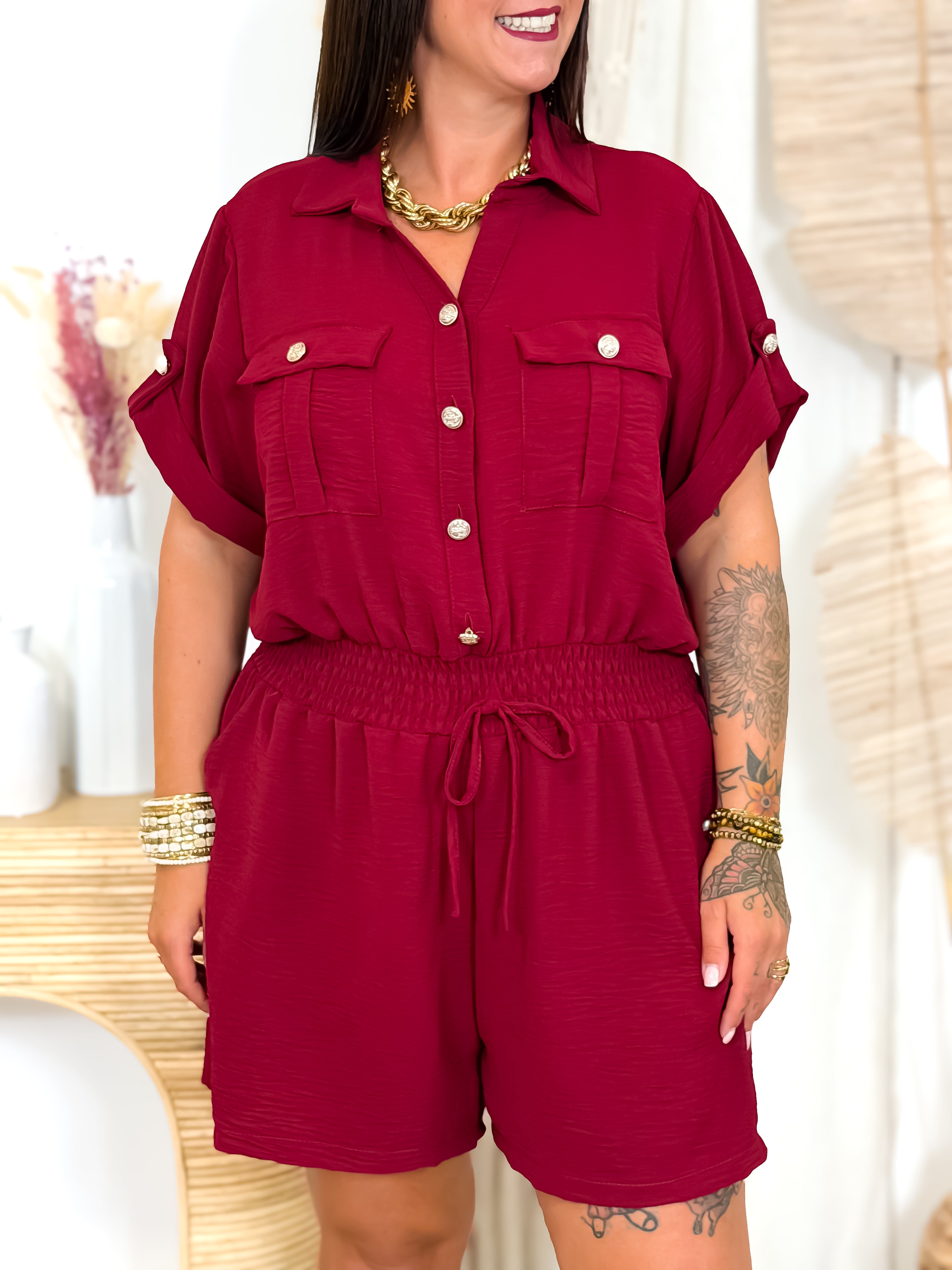 Combinaison Short - Esmé - Bordeaux
