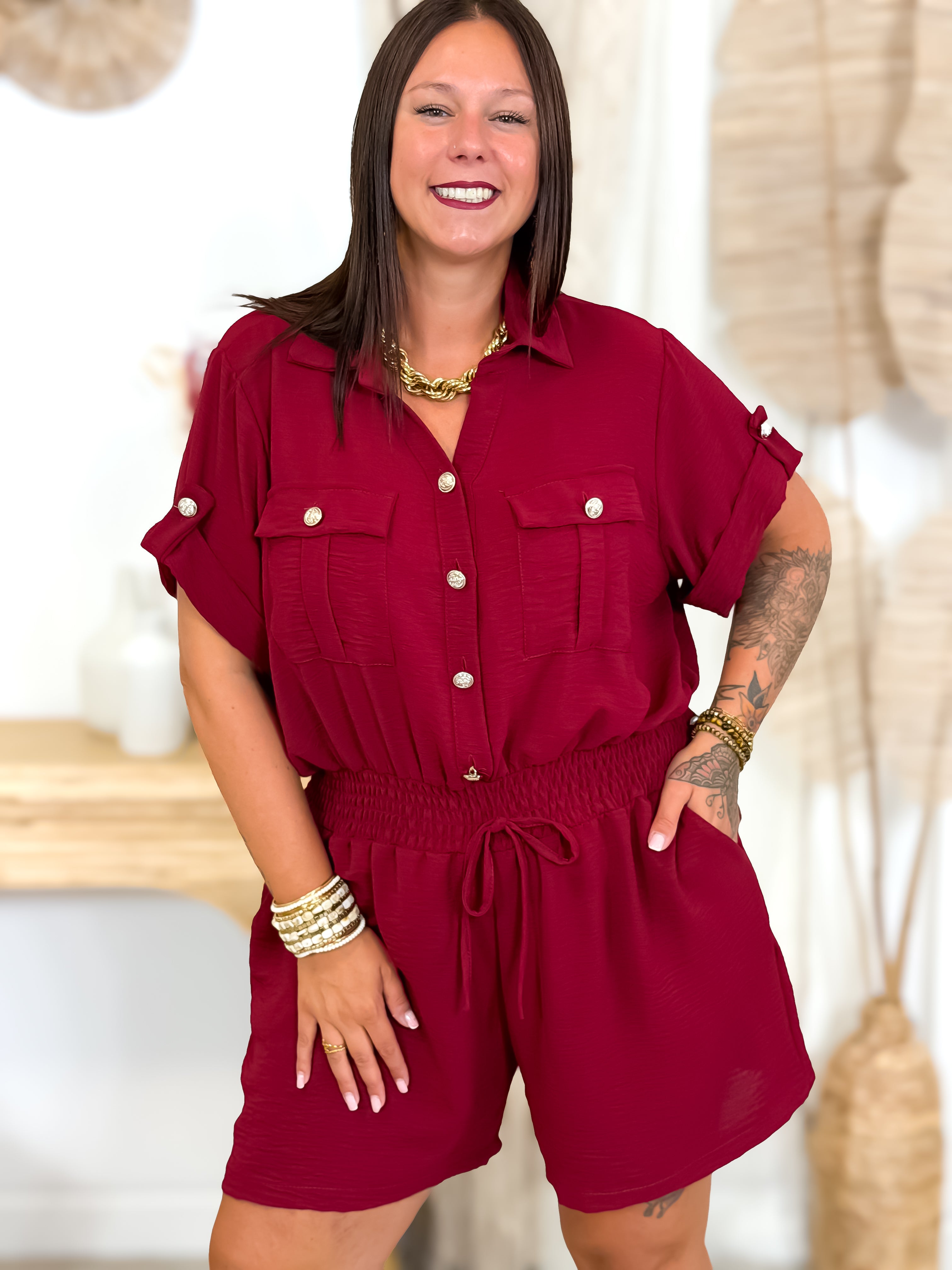 Combinaison Short - Esmé - Bordeaux