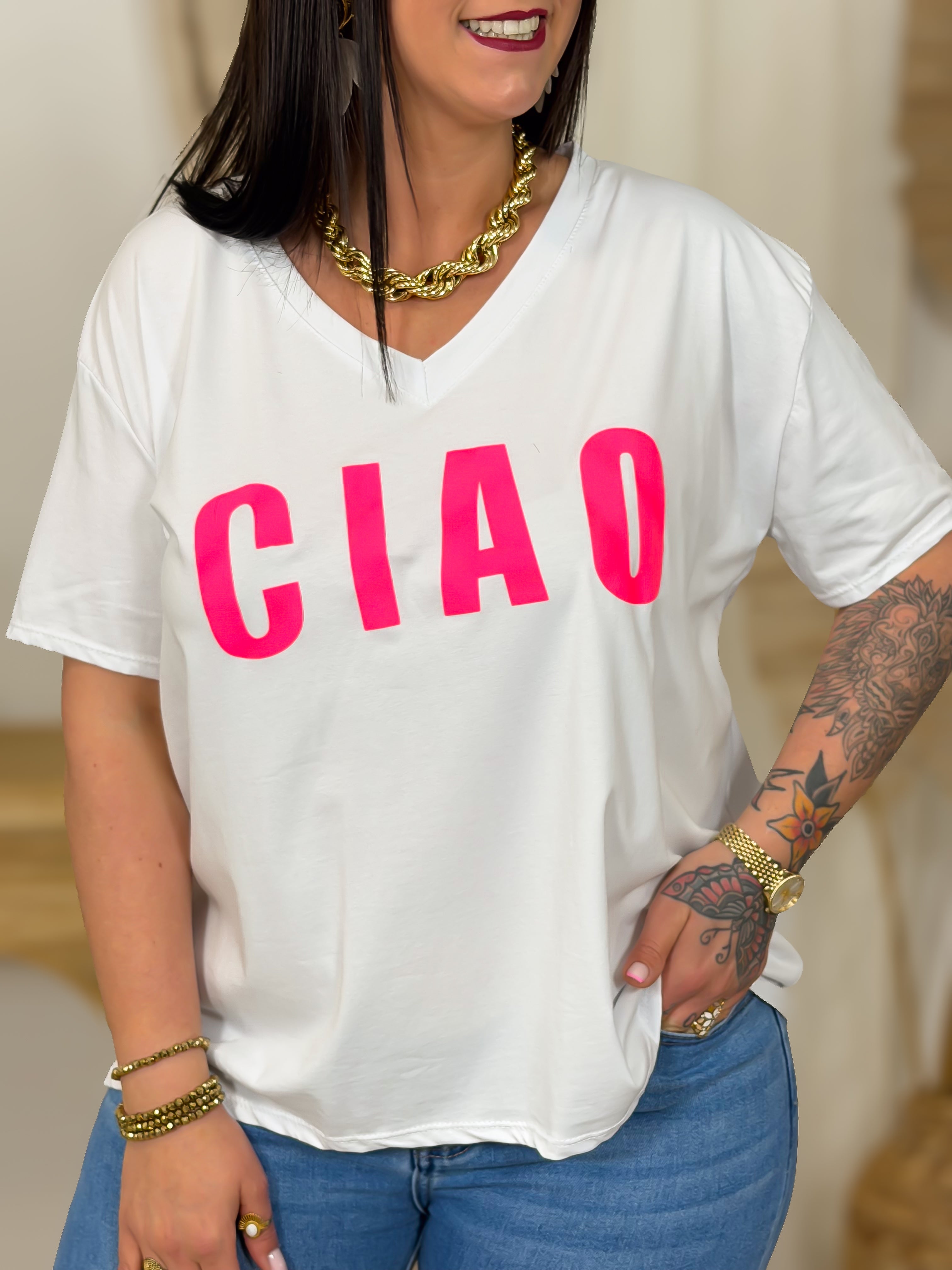 T-shirt - Ciao - Blanc & Rose (3)