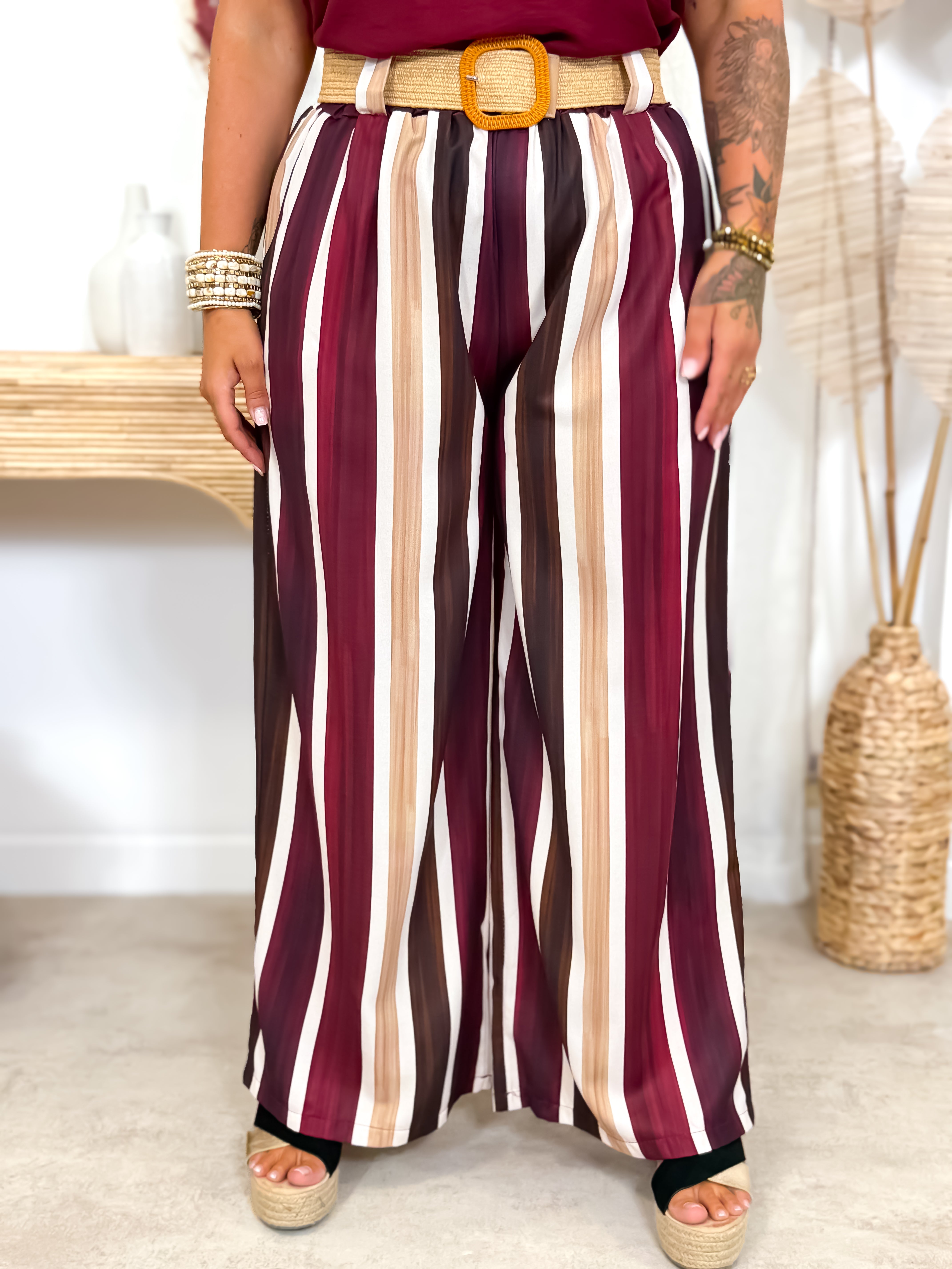 Pantalon - Darila - Ecru & Bordeaux