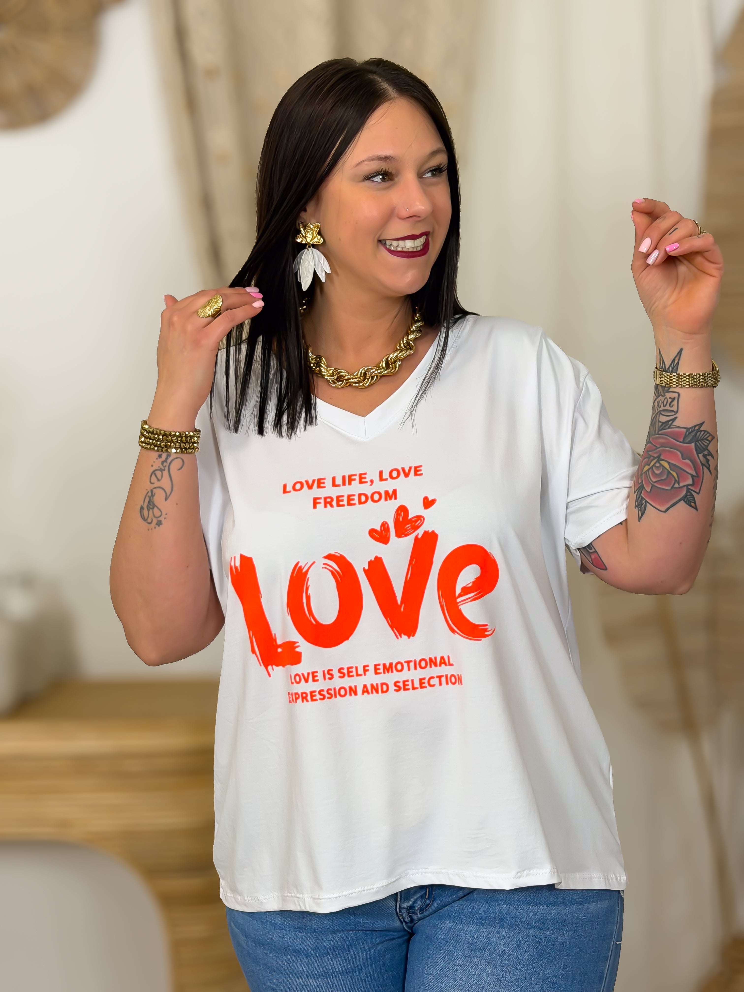 T-shirt - Love - Blanc & Orange (6)