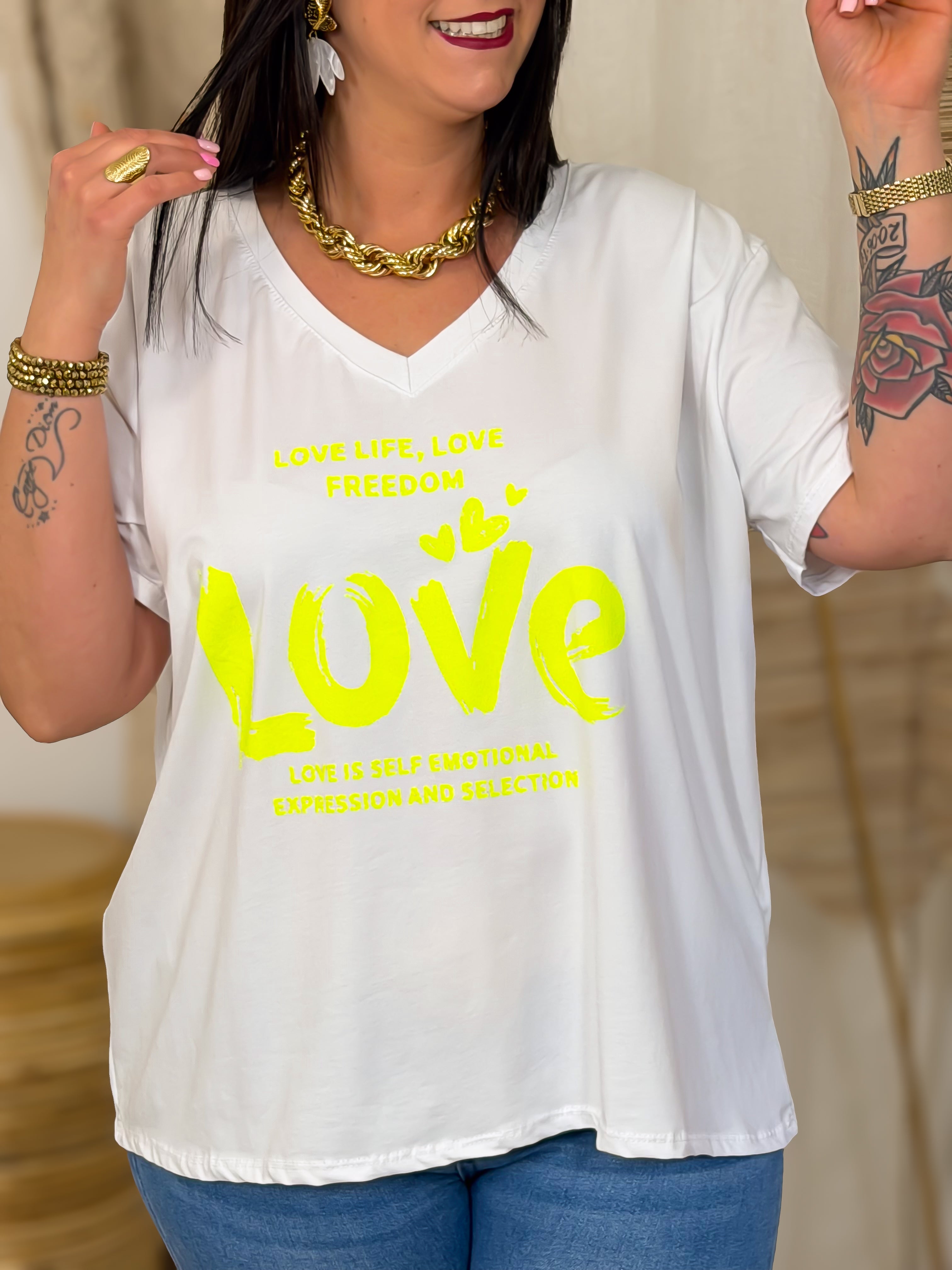 T-shirt - Love - Blanc & Jaune (7)