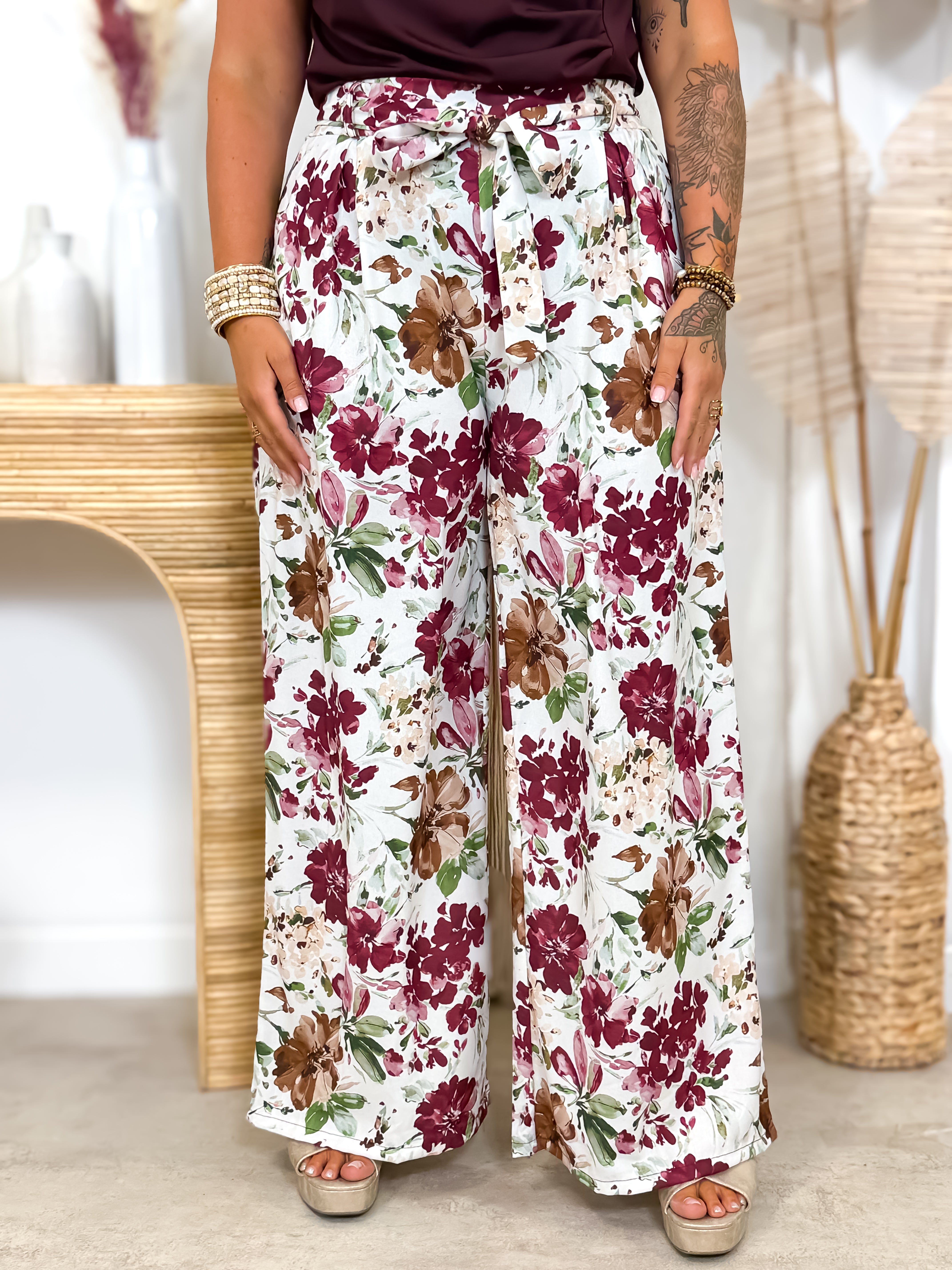 Pantalon - Rayna - Blanc & Bordeaux
