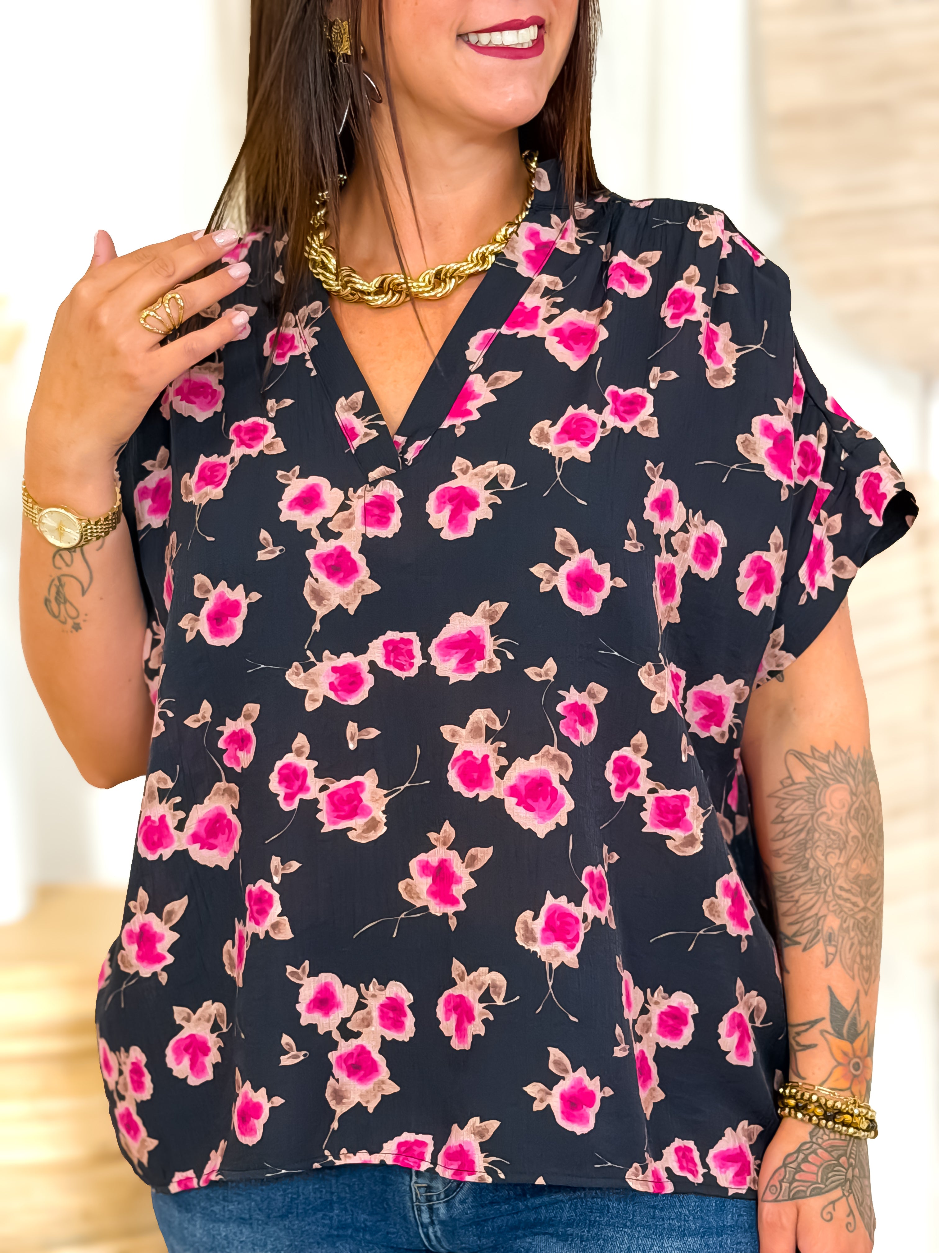 Blouse - Lolita - Noir & Rose