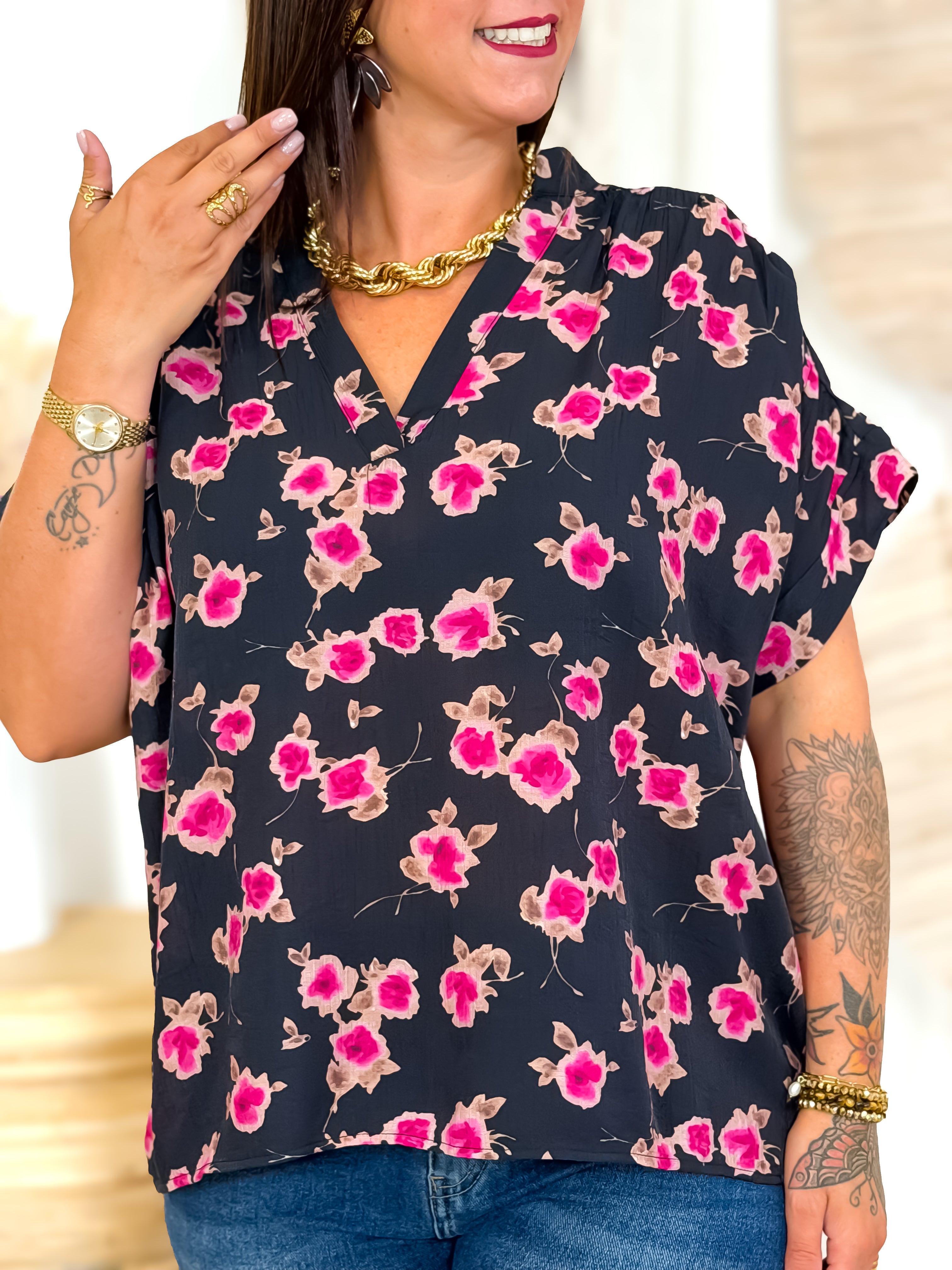 Blouse - Lolita - Noir & Rose