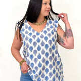 Blouse - Livia - Bleu & Ecru