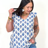 Blouse - Livia - Bleu & Ecru