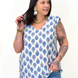 Blouse - Livia - Bleu & Ecru