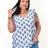 Blouse - Livia - Bleu & Ecru