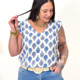 Blouse - Livia - Bleu & Ecru