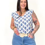 Blouse - Livia - Bleu & Ecru