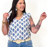 Blouse - Livia - Bleu & Ecru