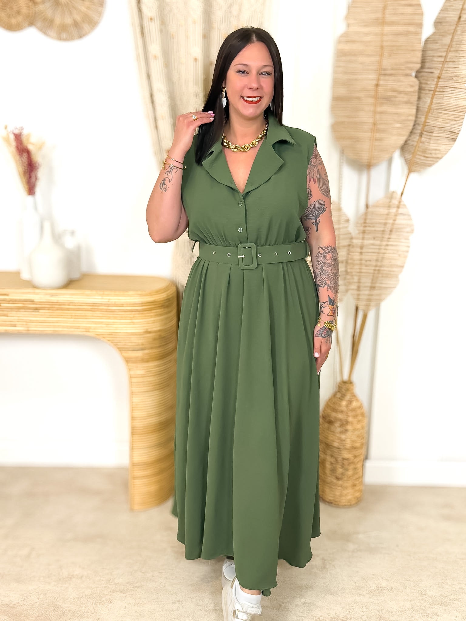 Robe Longue - Rosa - Kaki