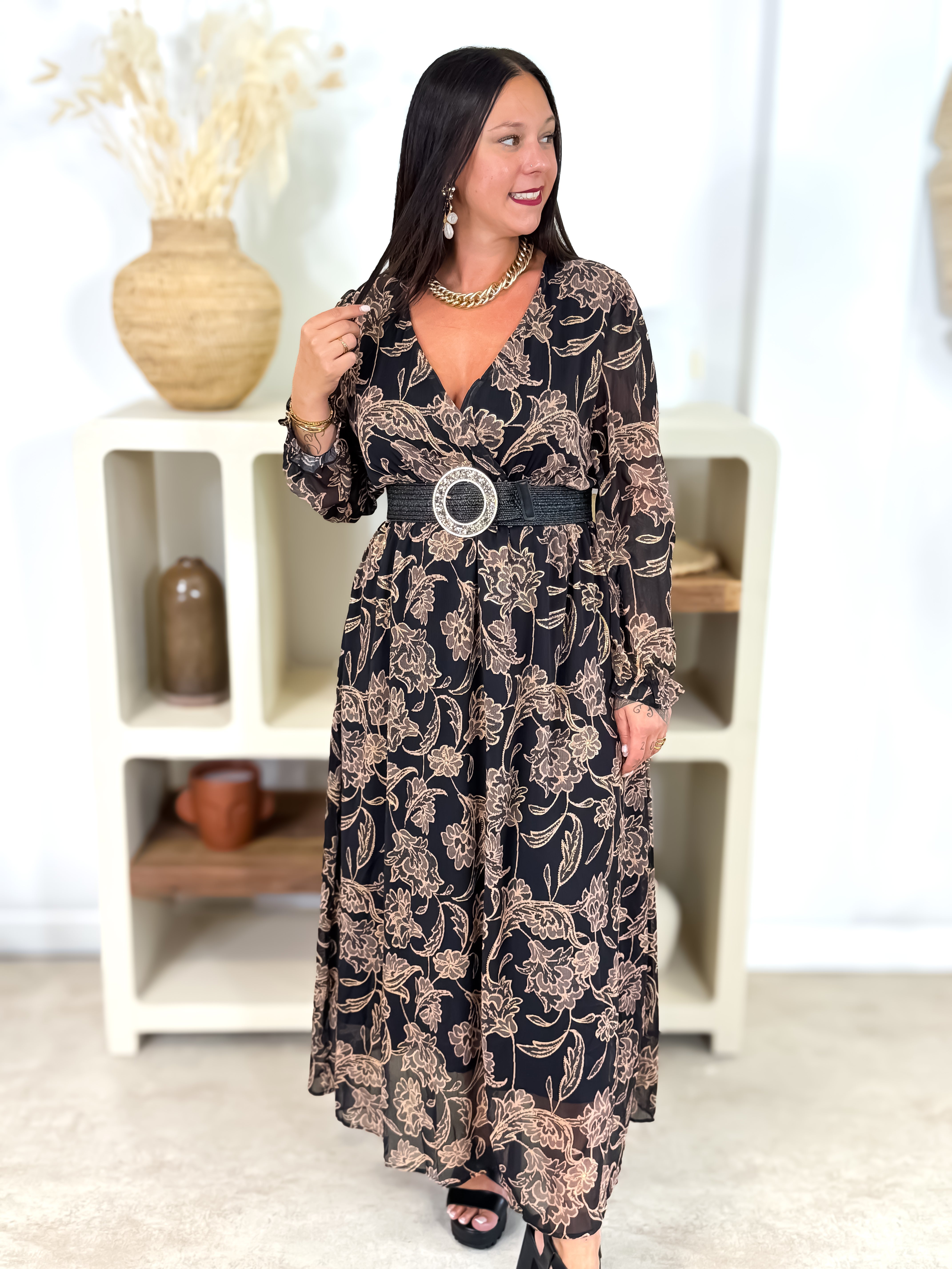 Robe Longue - Maléfique - Noir & Camel