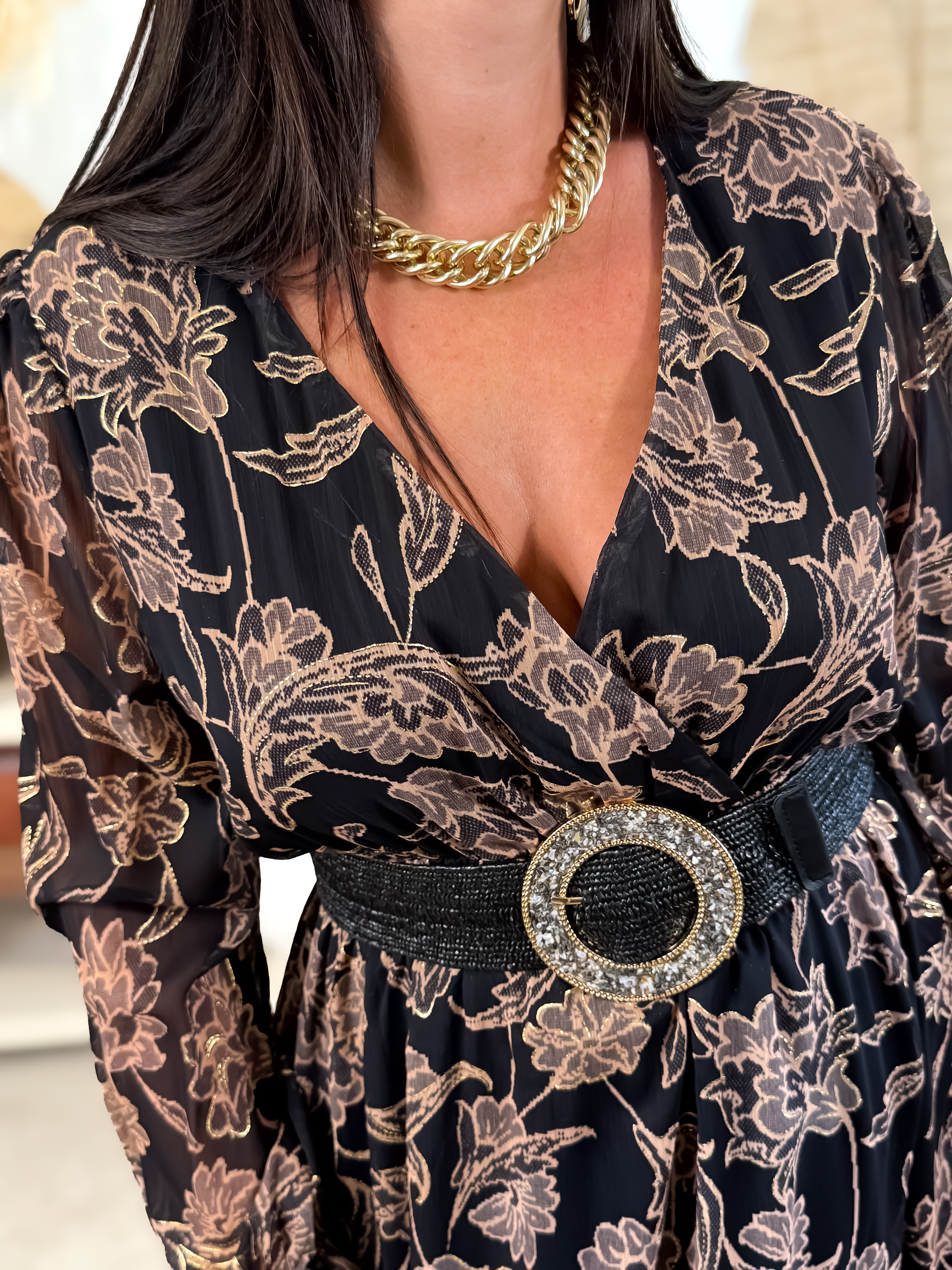 Robe Longue - Maléfique - Noir & Camel