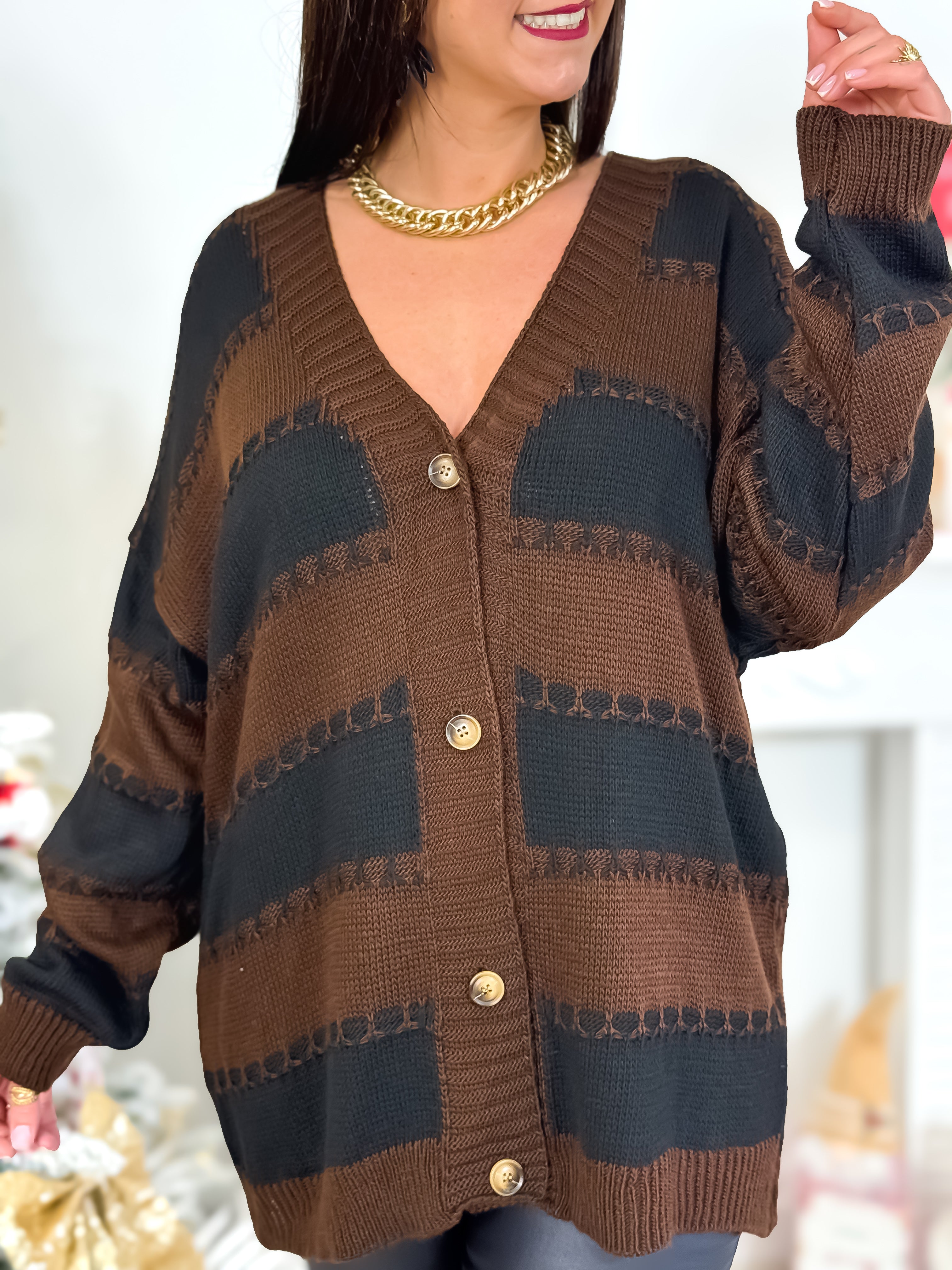 Gilet - Yasmine - Noir & Chocolat