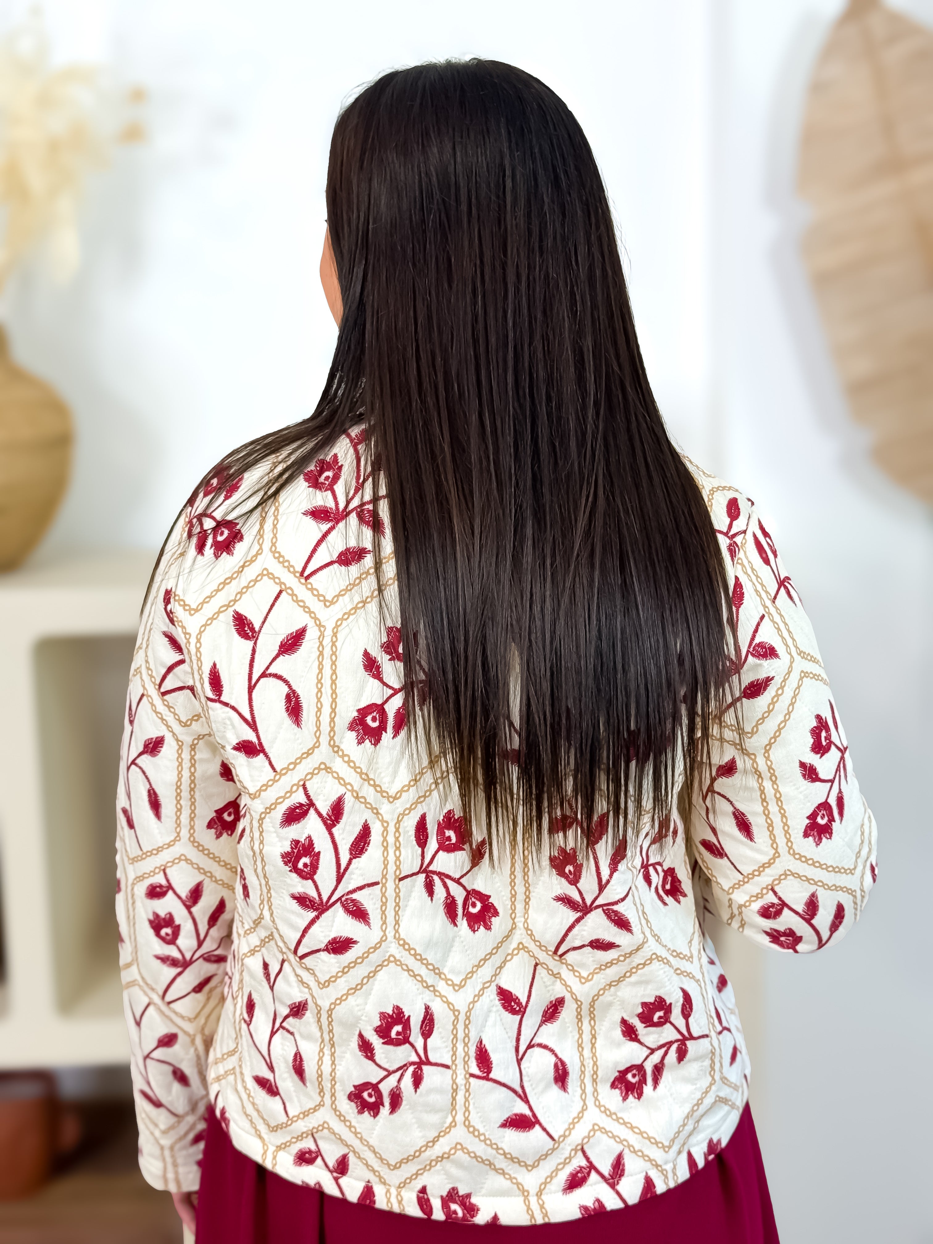 Veste - Ameline - Beige & Bordeaux