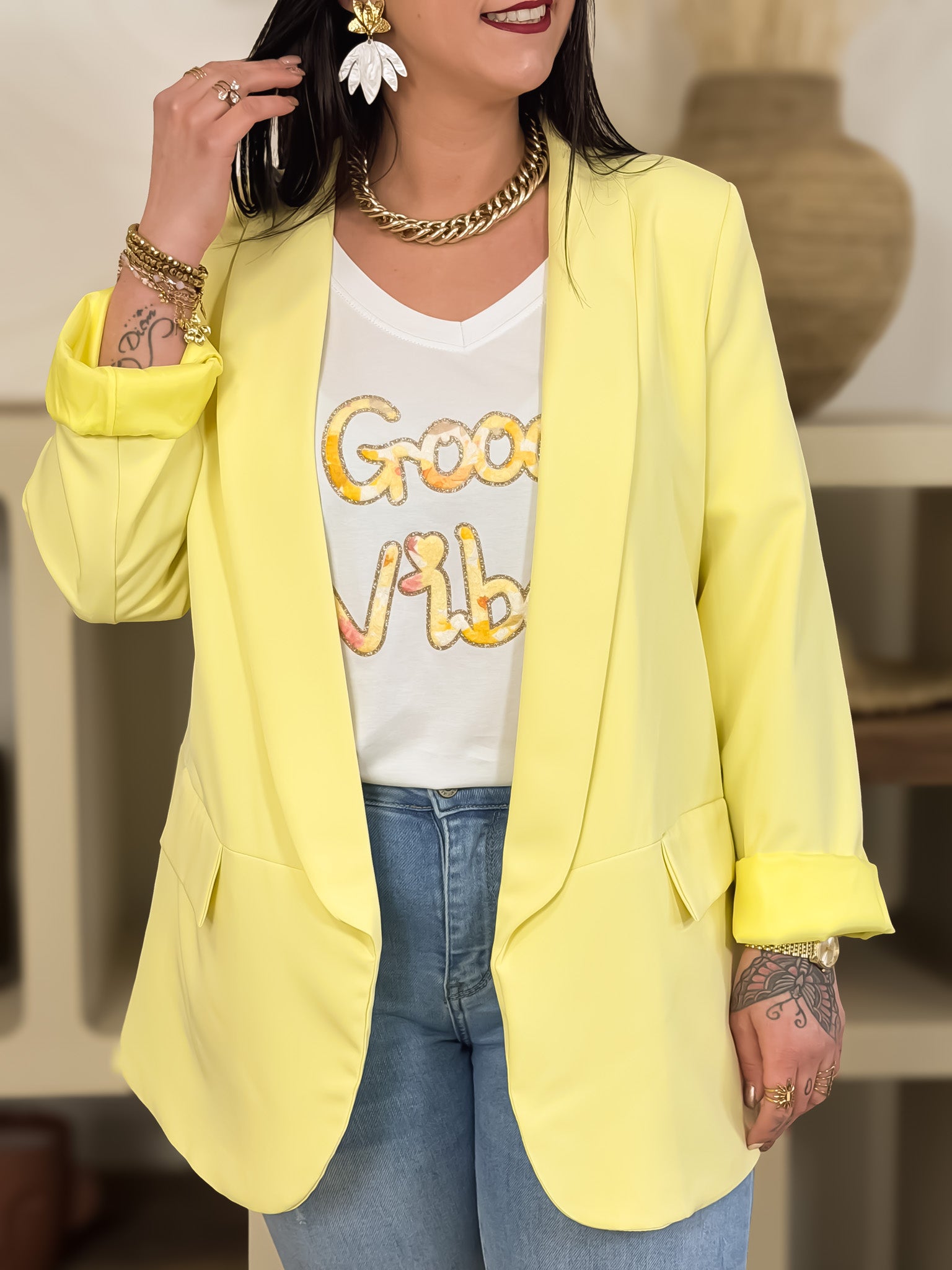 Blazer - Thalya - Jaune Pastel