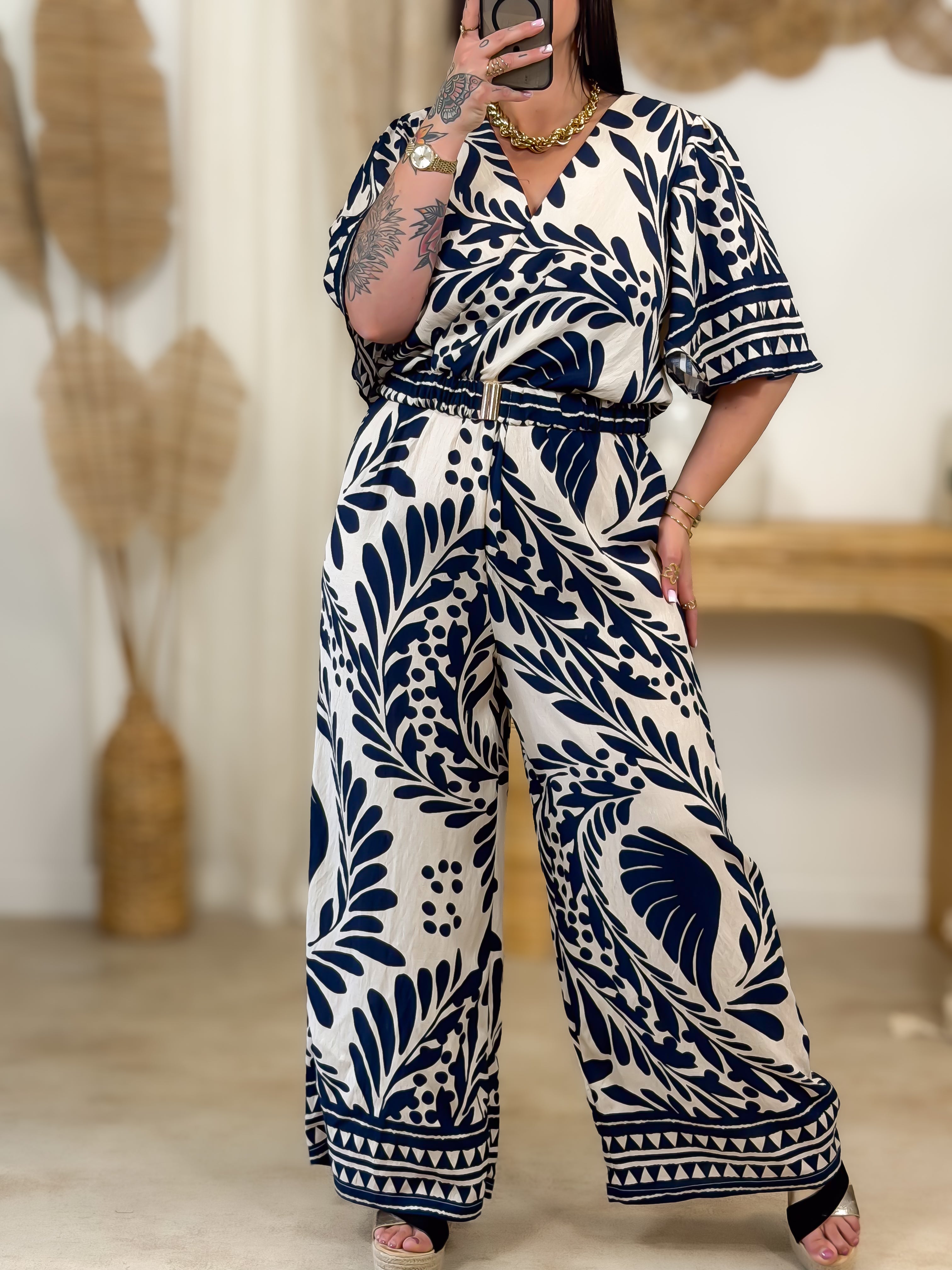 Jumpsuit - Mégane - Blauw &amp; Roze