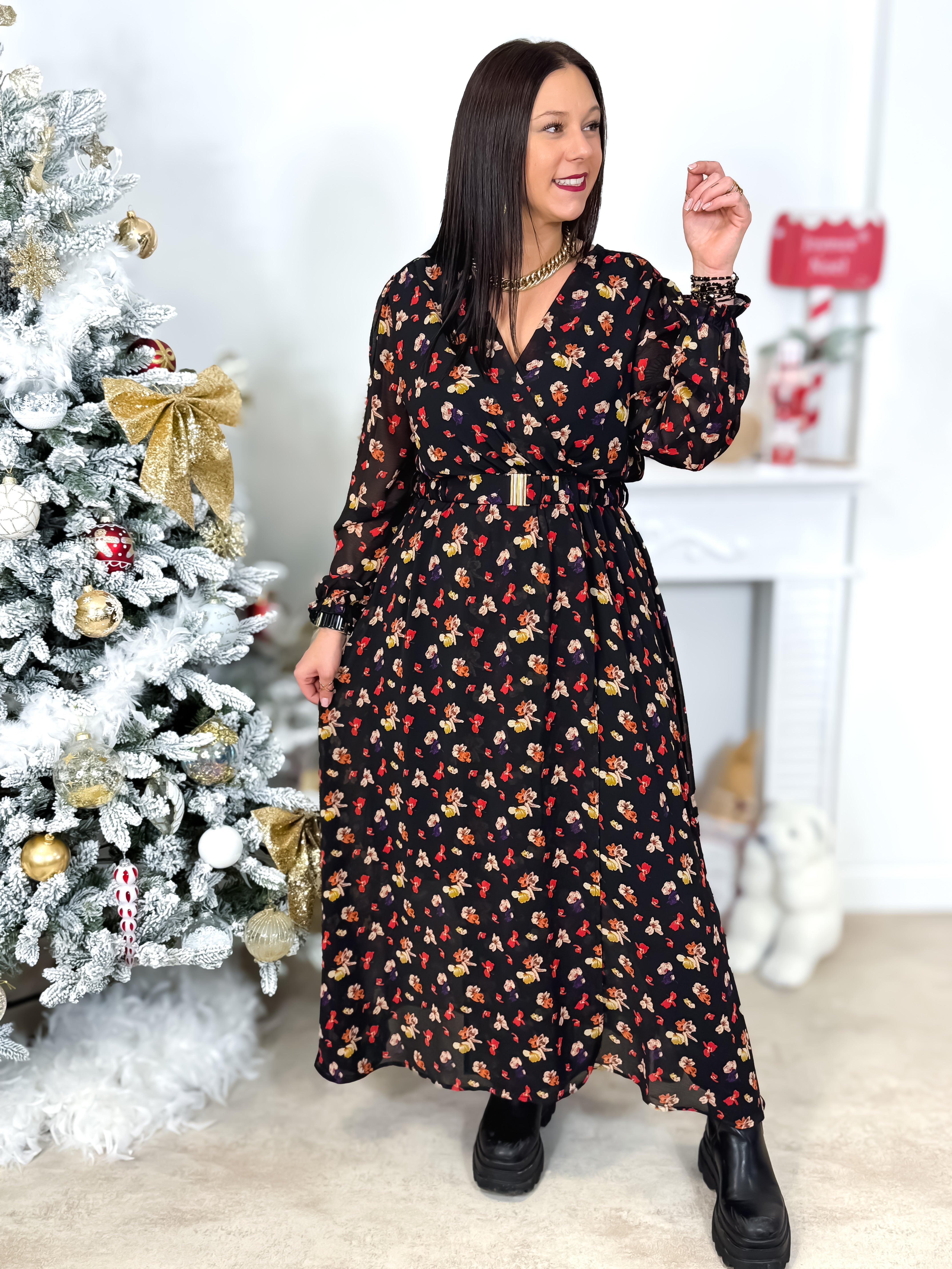 Robe Longue - Cindy - Noir & Rouge