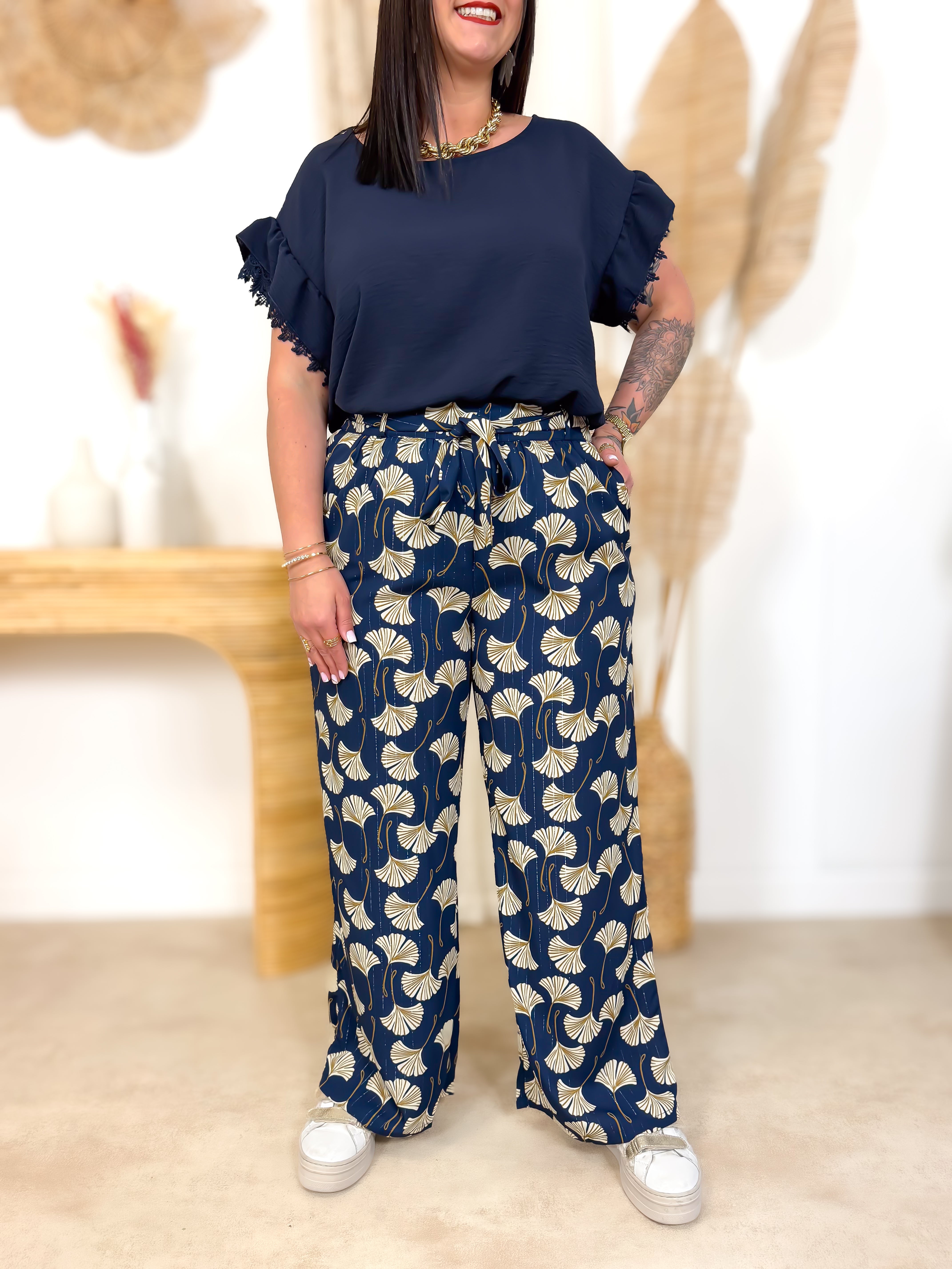 Palazzo - Millie - Bleu Marine & Beige