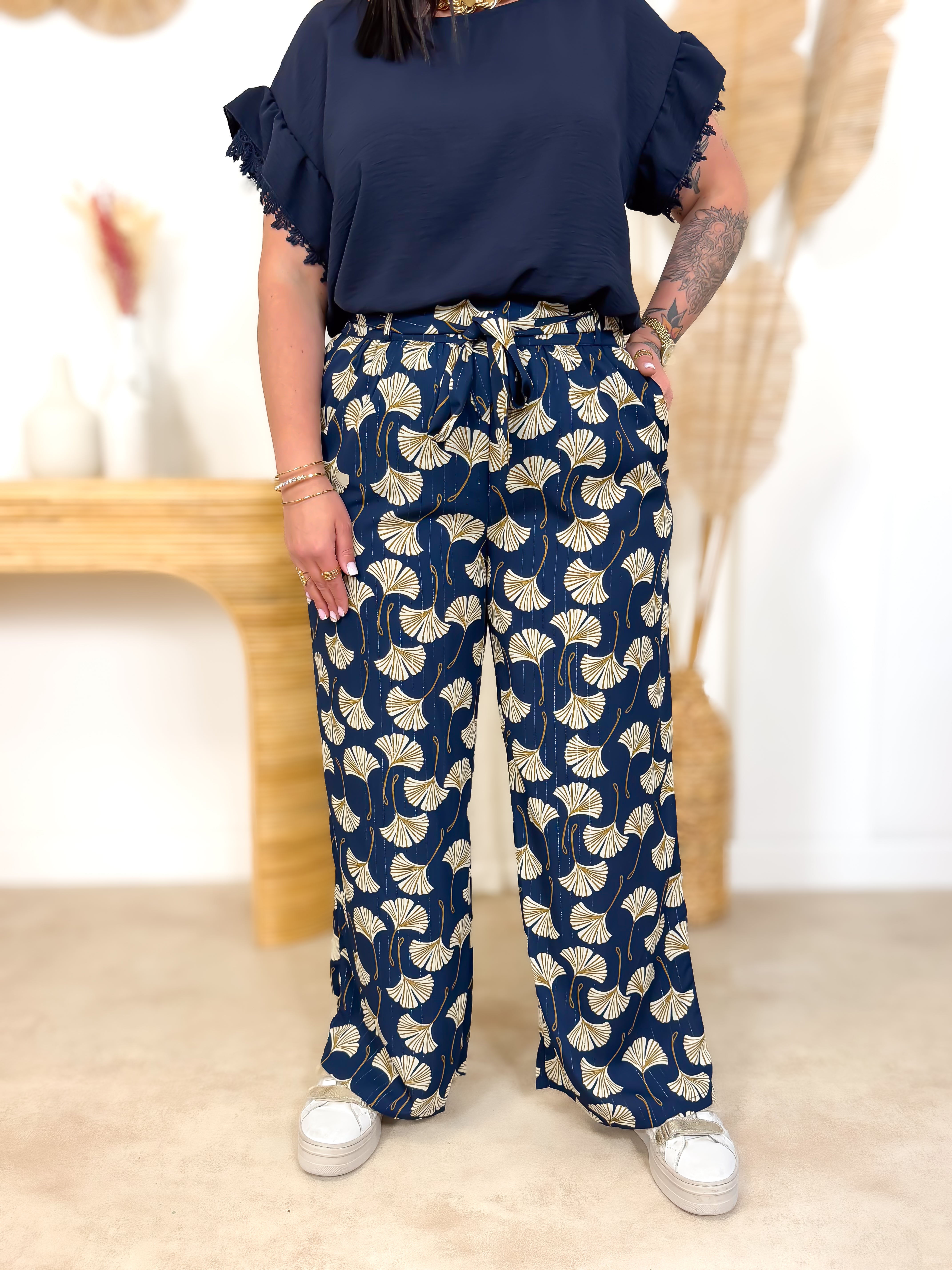 Palazzo - Millie - Bleu Marine & Beige