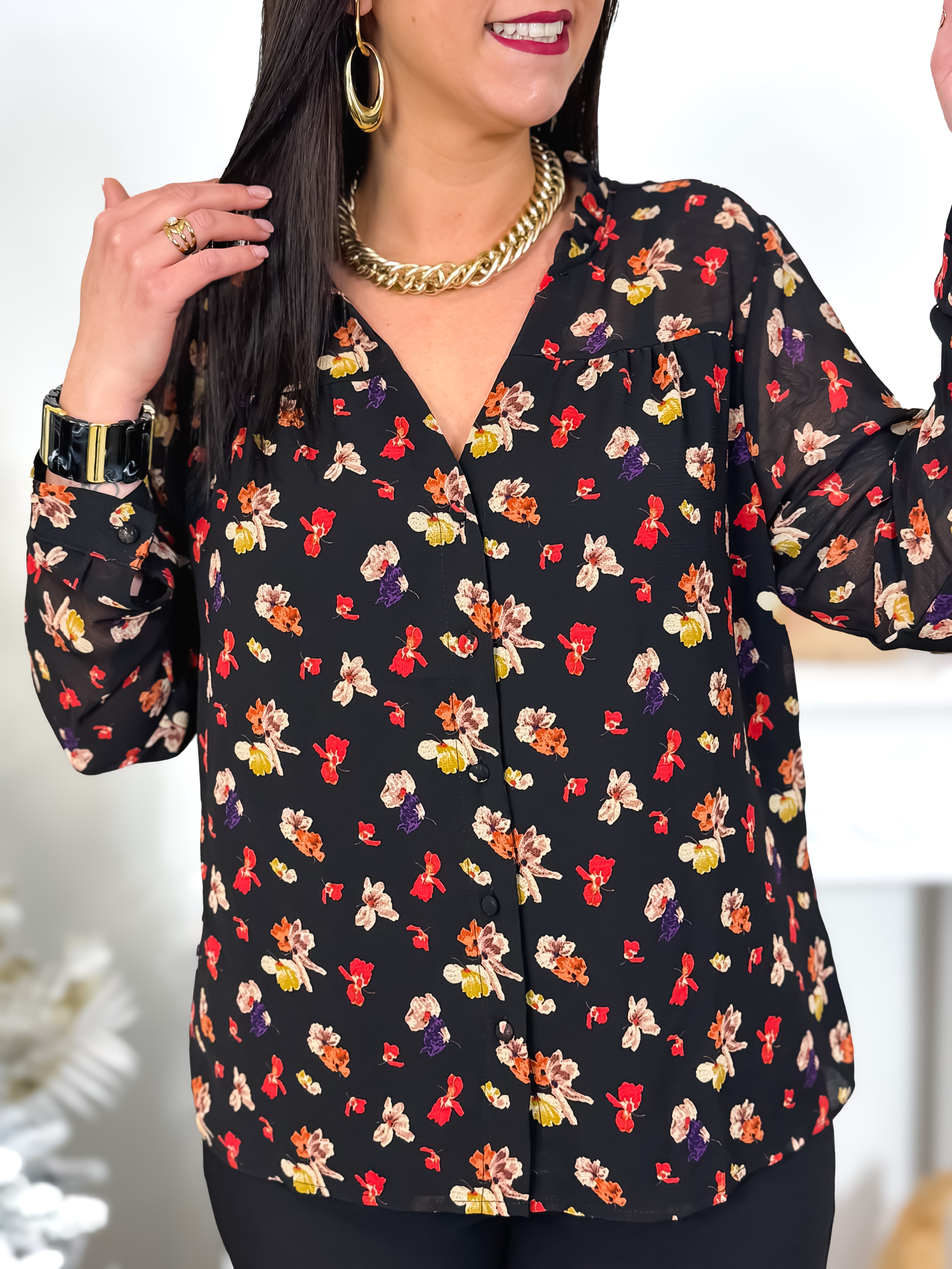 Chemisier - Célia - Noir & Rouge