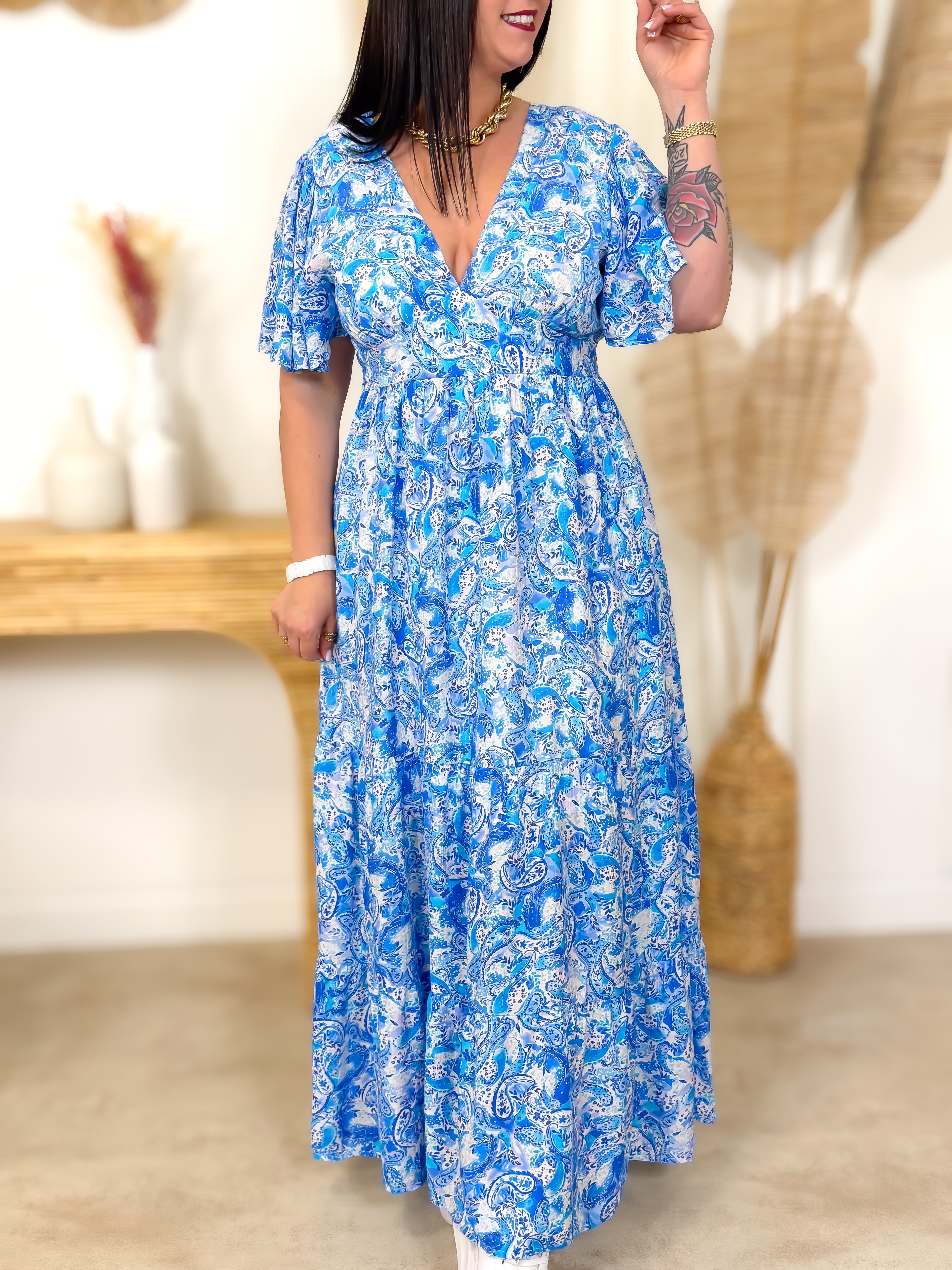 Robe Longue - Xelya - Bleu